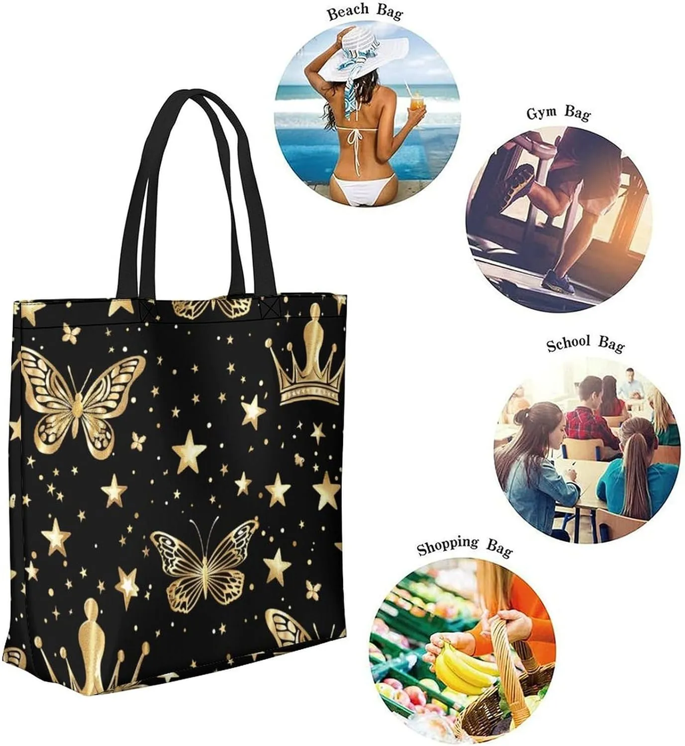 Canvas Tote Bag Large Women Casual Shoulder Bag Handbag Reusable Beach Shopping Grocery Bag For Outdoors