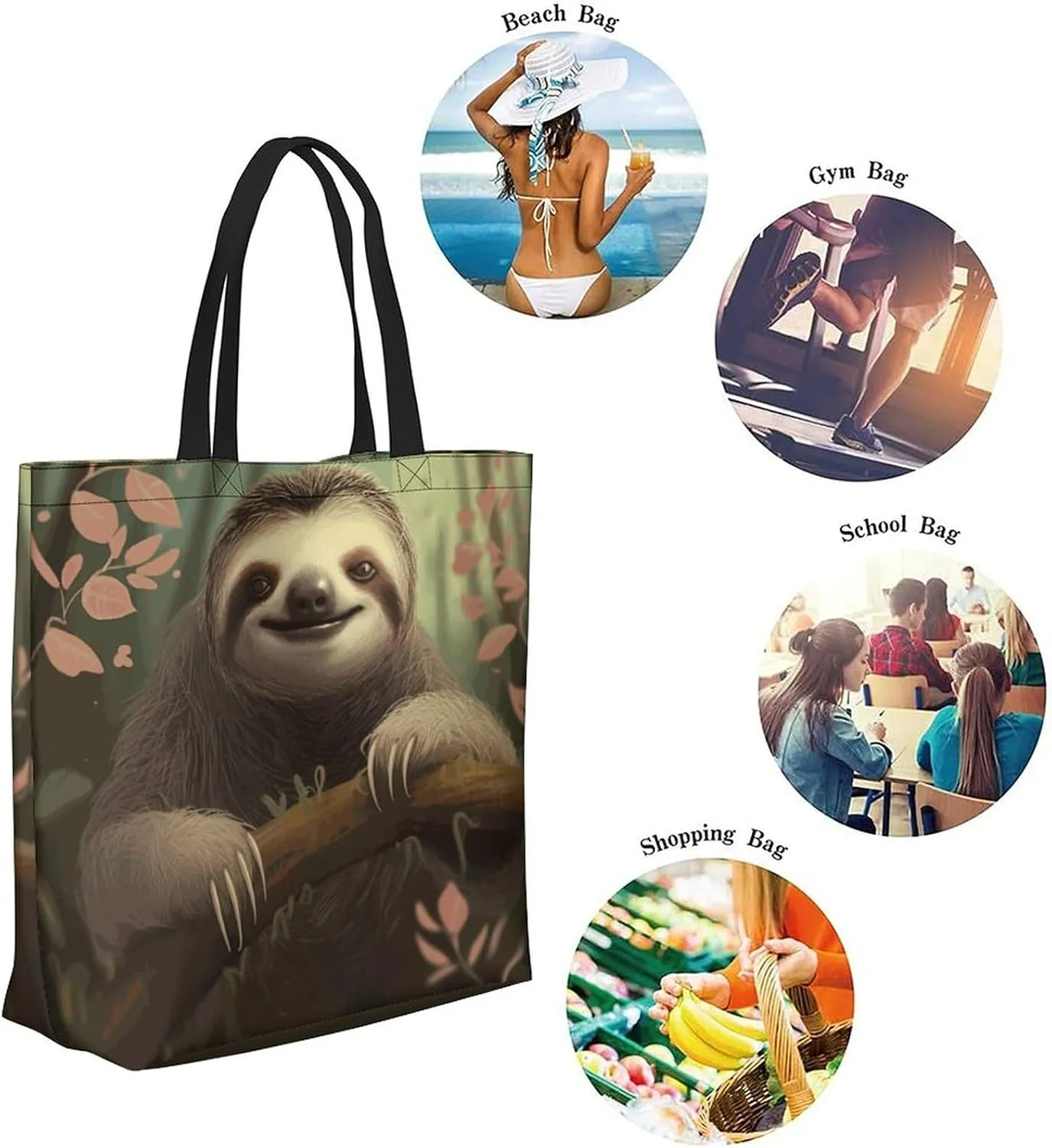 Canvas Tote Bag Large Women Casual Shoulder Bag Handbag Reusable Beach Shopping Grocery Bag For Outdoors