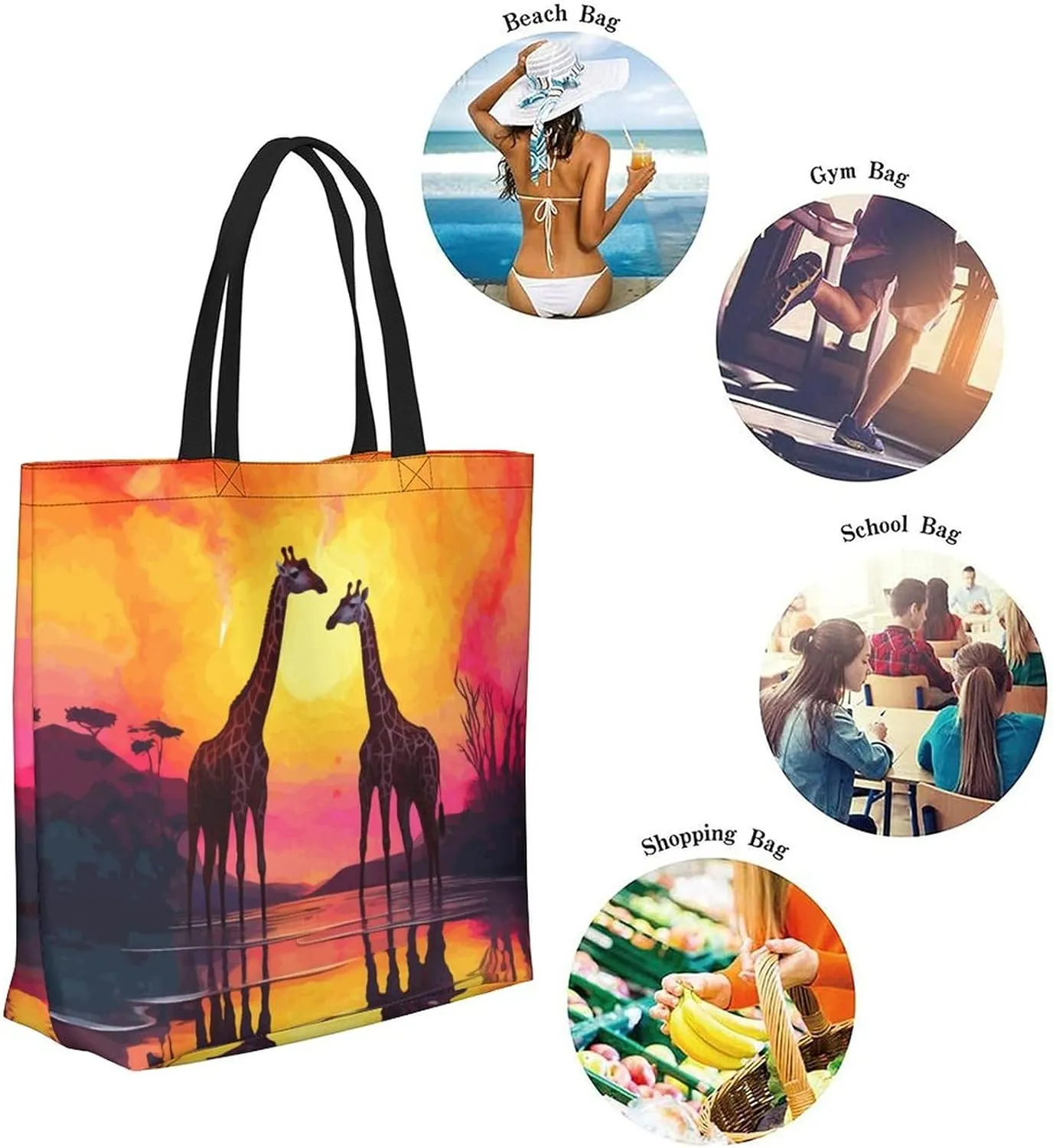 Canvas Tote Bag Large Women Casual Shoulder Bag Handbag Reusable Beach Shopping Grocery Bag For Outdoors