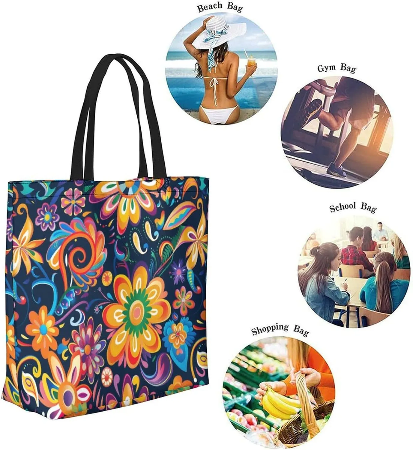 Canvas Tote Bag Large Women Casual Shoulder Bag Handbag Reusable Beach Shopping Grocery Bag For Outdoors