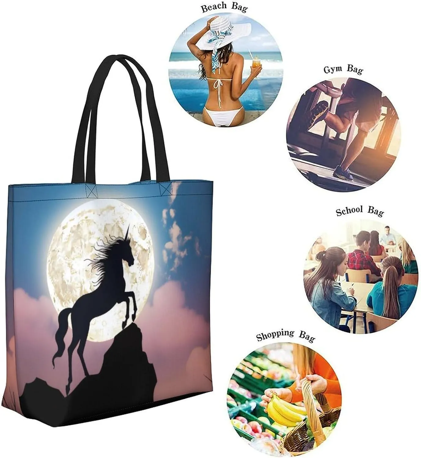 Canvas Tote Bag Large Women Casual Shoulder Bag Handbag Reusable Beach Shopping Grocery Bag For Outdoors