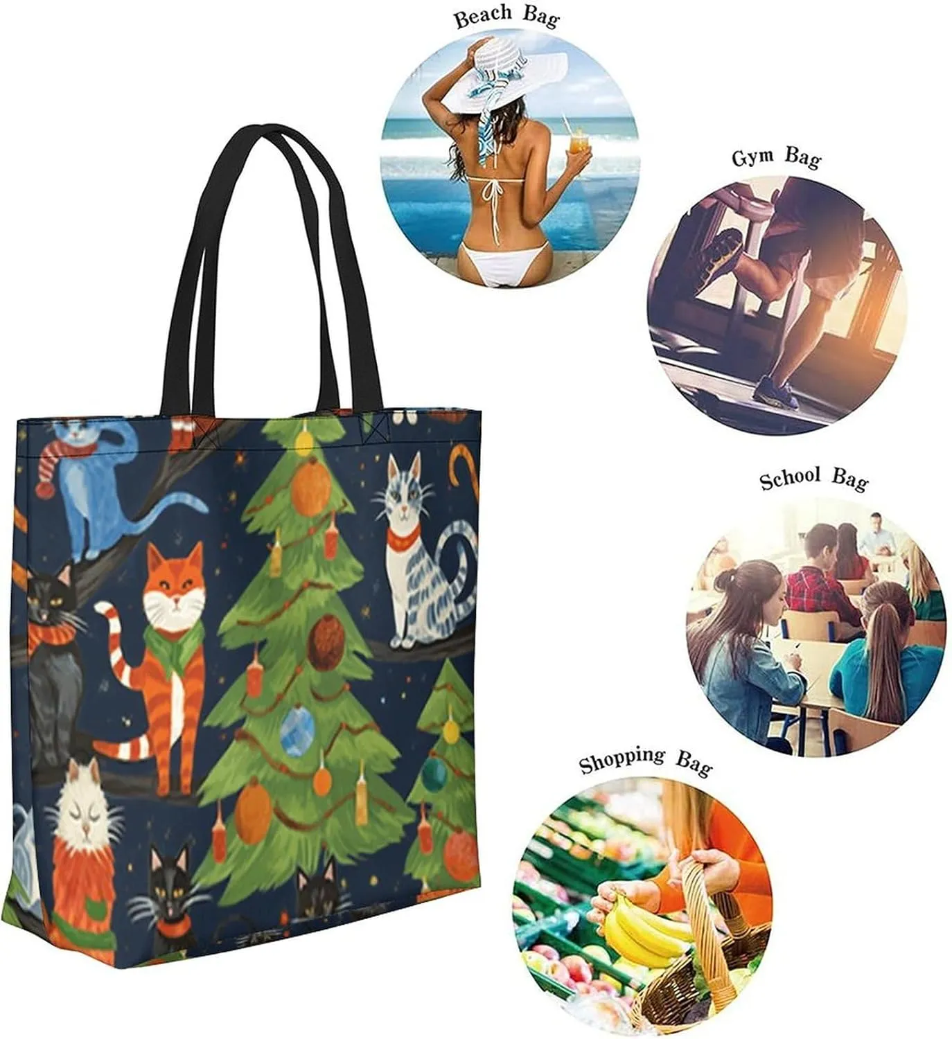 Canvas Tote Bag Large Women Casual Shoulder Bag Handbag Reusable Beach Shopping Grocery Bag For Outdoors