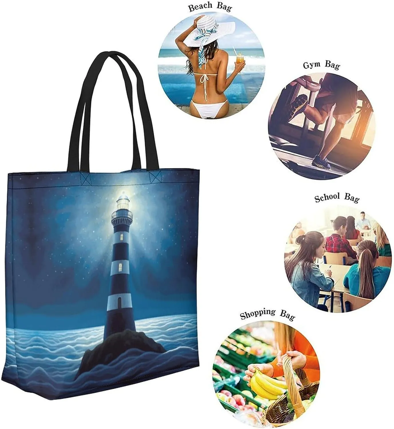 Canvas Tote Bag Large Women Casual Shoulder Bag Handbag Reusable Beach Shopping Grocery Bag For Outdoors