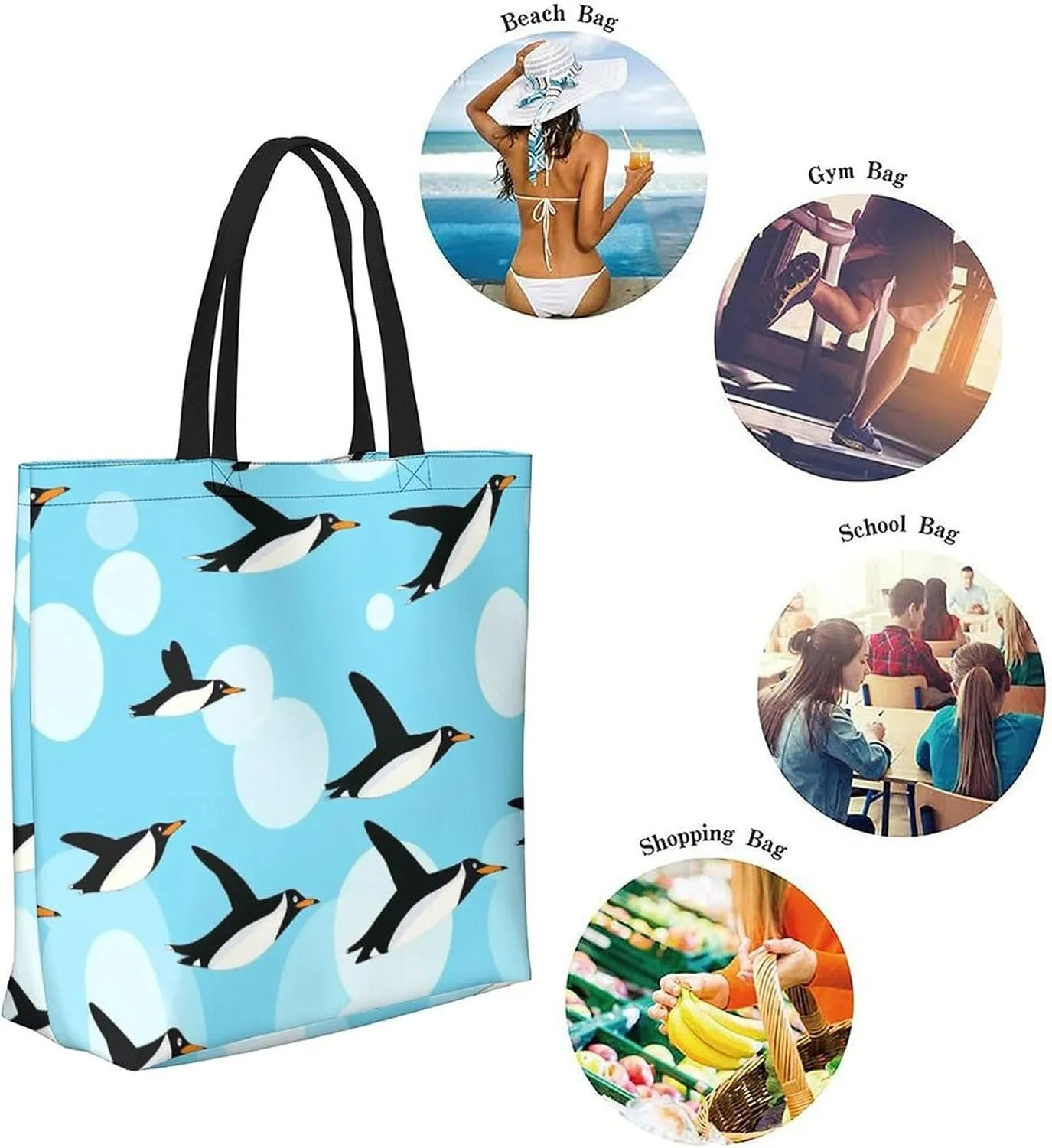 Canvas Tote Bag Large Women Casual Shoulder Bag Handbag Reusable Beach Shopping Grocery Bag For Outdoors