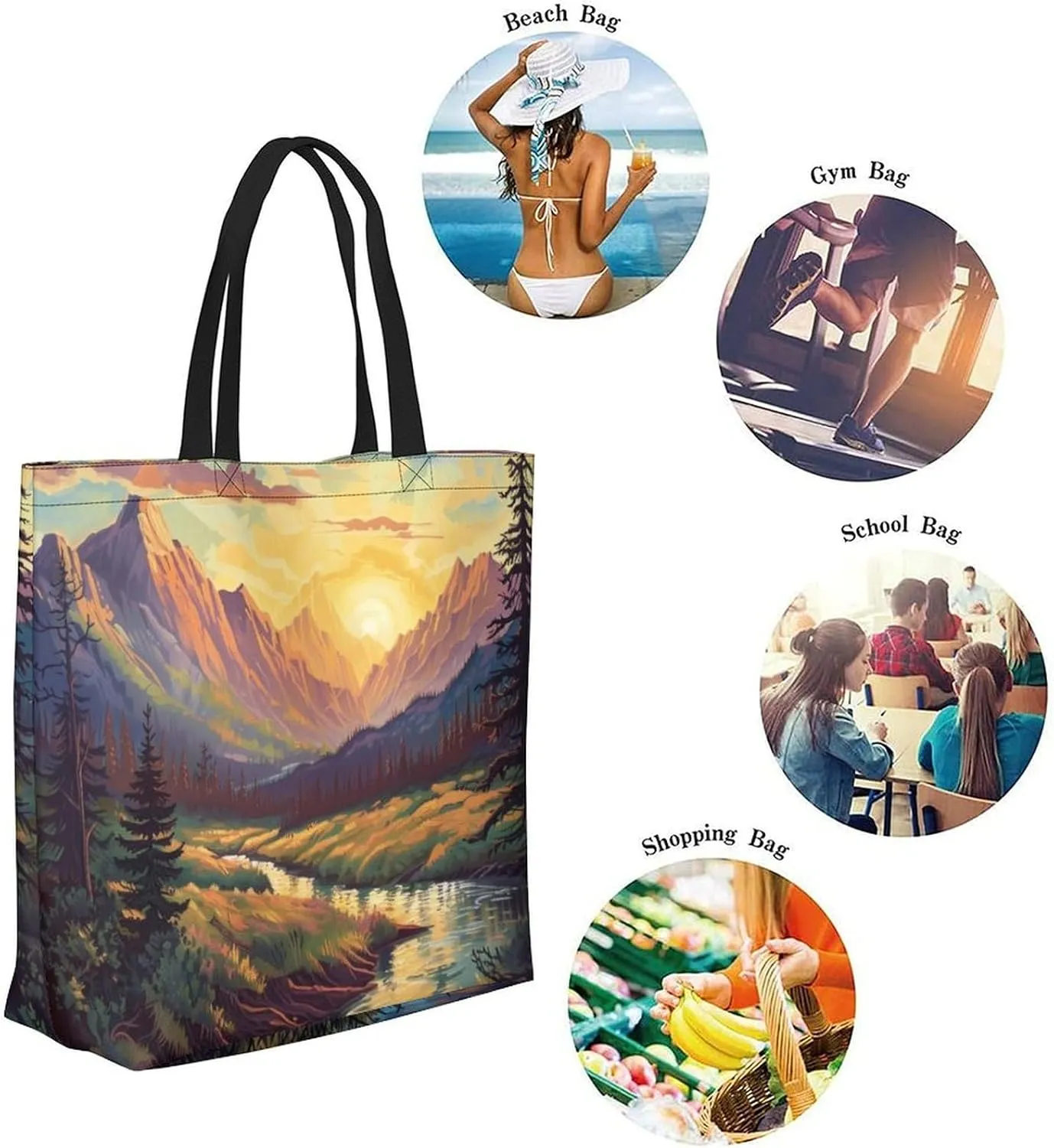Canvas Tote Bag Large Women Casual Shoulder Bag Handbag Reusable Beach Shopping Grocery Bag For Outdoors