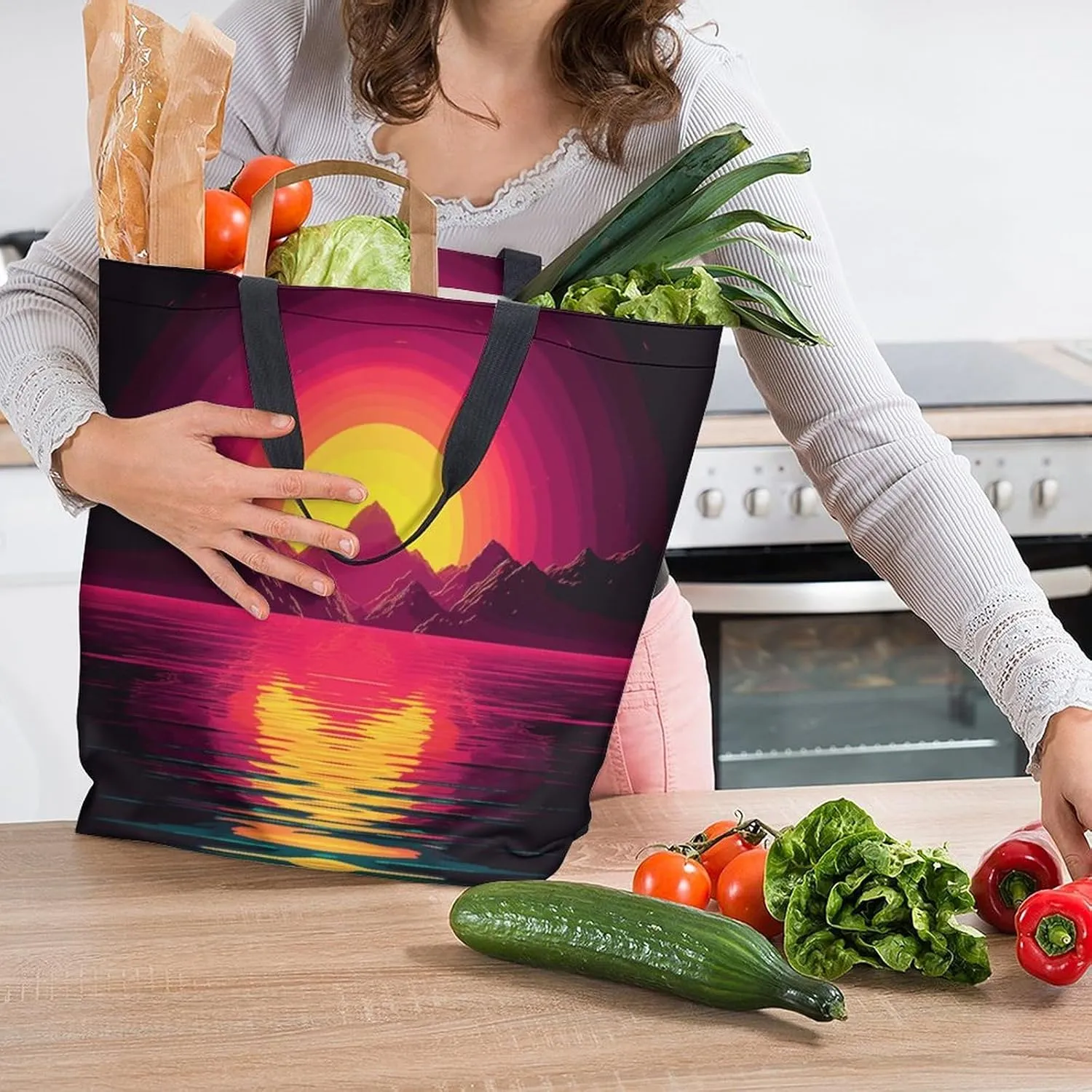 Canvas Tote Bag Large Women Casual Shoulder Bag Handbag Reusable Beach Shopping Grocery Bag For Outdoors
