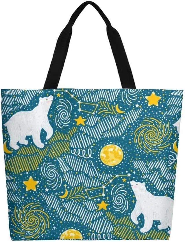 Canvas Tote Bag Large Women Casual Shoulder Bag Handbag Reusable Beach Shopping Grocery Bag For Outdoors