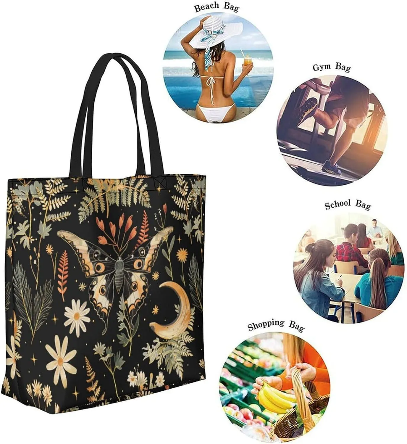 Canvas Tote Bag Large Women Casual Shoulder Bag Handbag Reusable Beach Shopping Grocery Bag For Outdoors