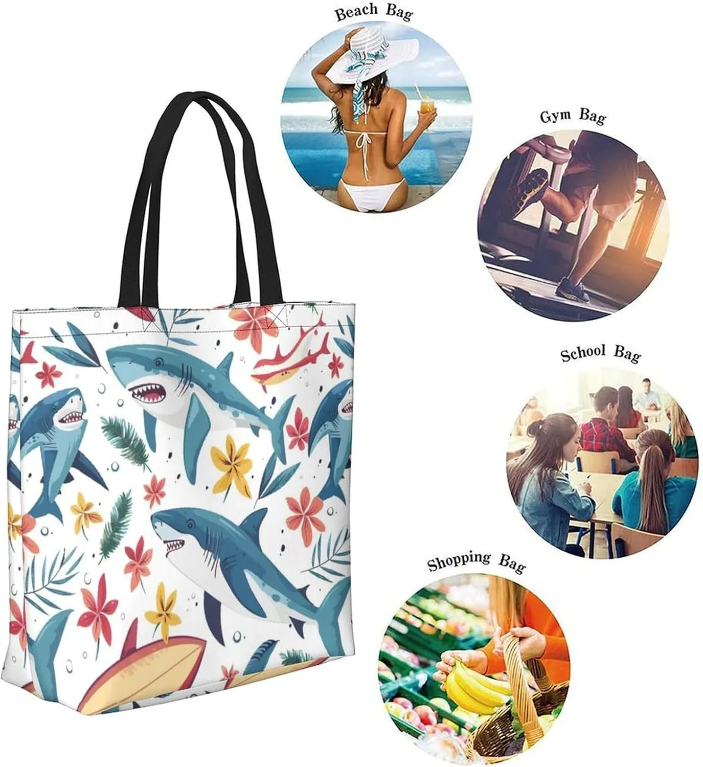 Canvas Tote Bag Large Women Casual Shoulder Bag Handbag Reusable Beach Shopping Grocery Bag For Outdoors