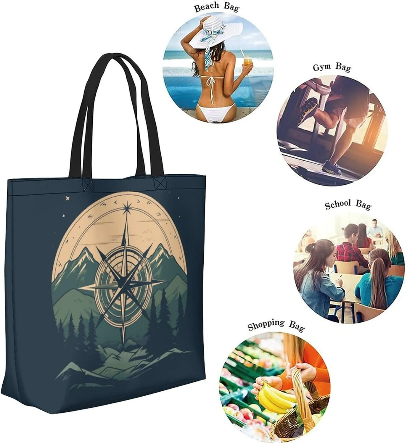 Canvas Tote Bag Large Women Casual Shoulder Bag Handbag Reusable Beach Shopping Grocery Bag For Outdoors
