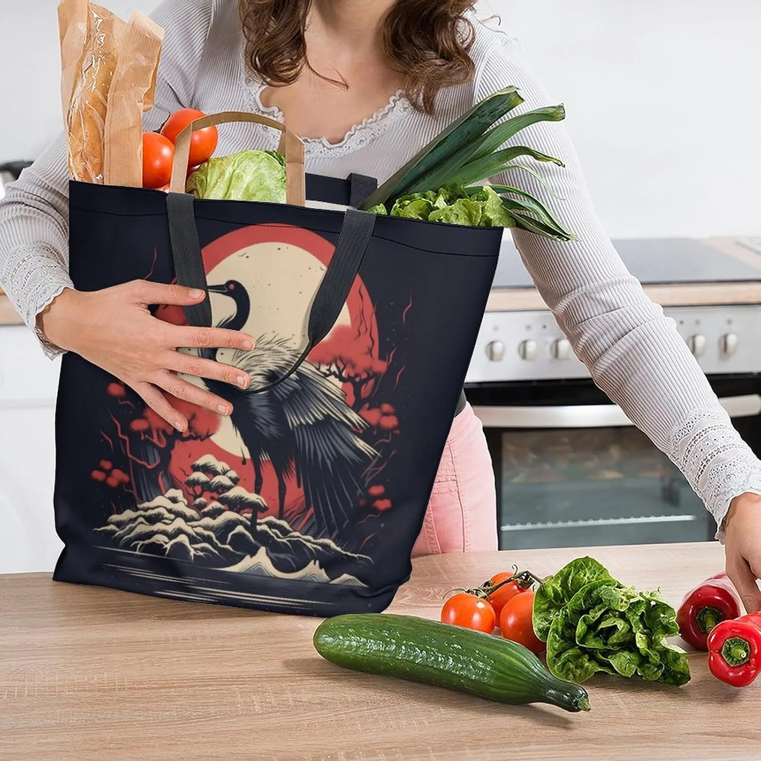 Canvas Tote Bag Large Women Casual Shoulder Bag Handbag Reusable Beach Shopping Grocery Bag For Outdoors