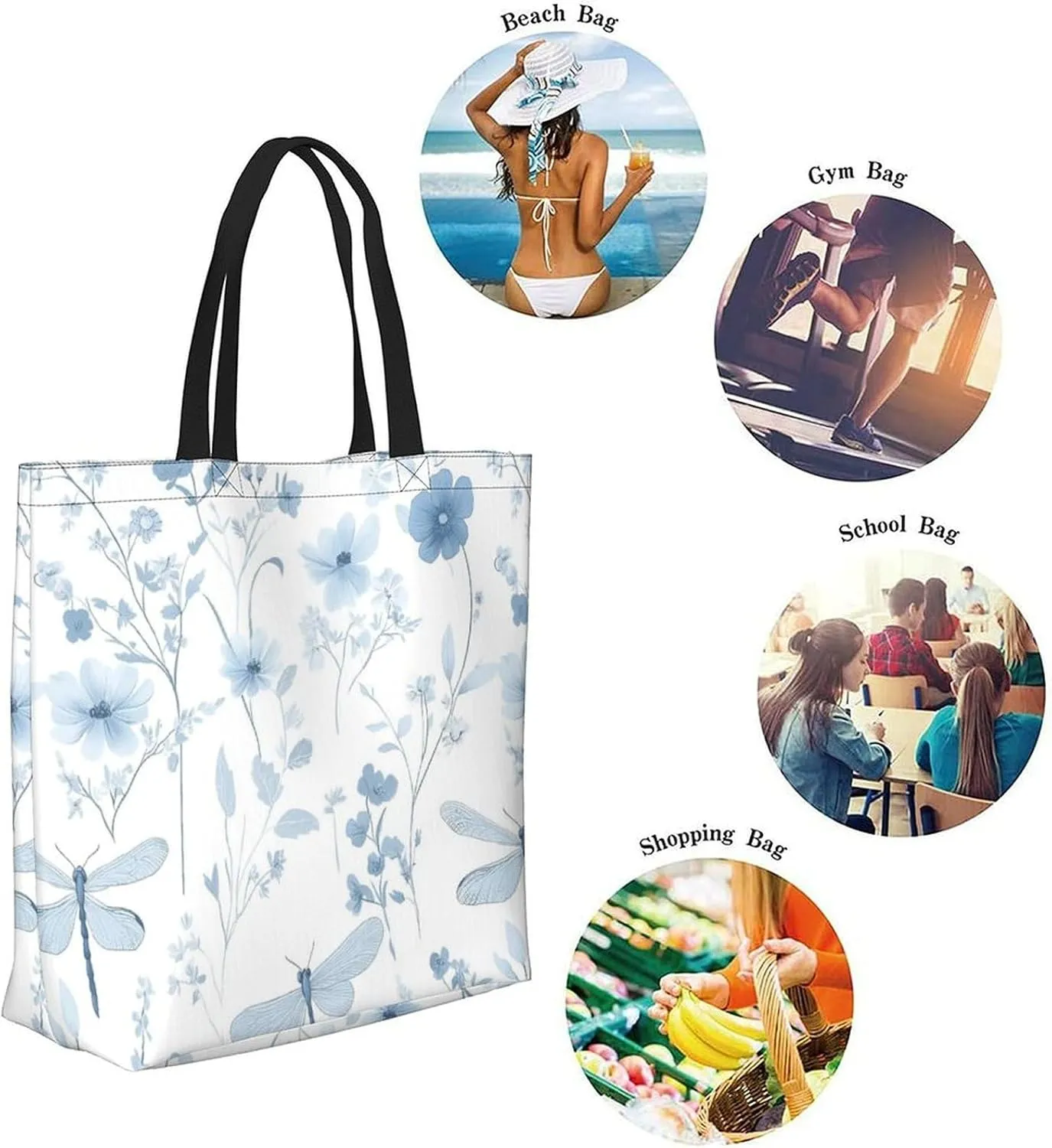 Canvas Tote Bag Large Women Casual Shoulder Bag Handbag Reusable Beach Shopping Grocery Bag For Outdoors