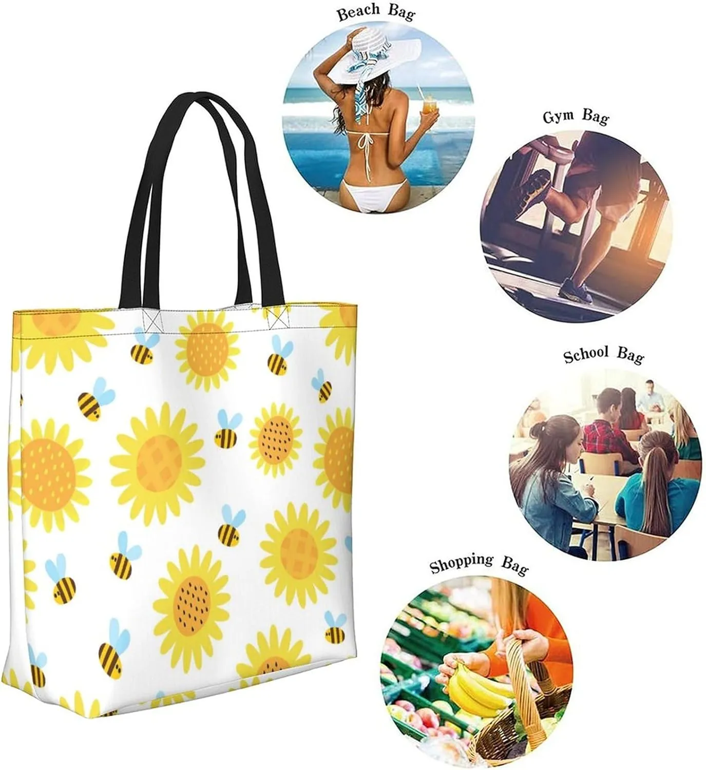 Canvas Tote Bag Large Women Casual Shoulder Bag Handbag Reusable Beach Shopping Grocery Bag For Outdoors