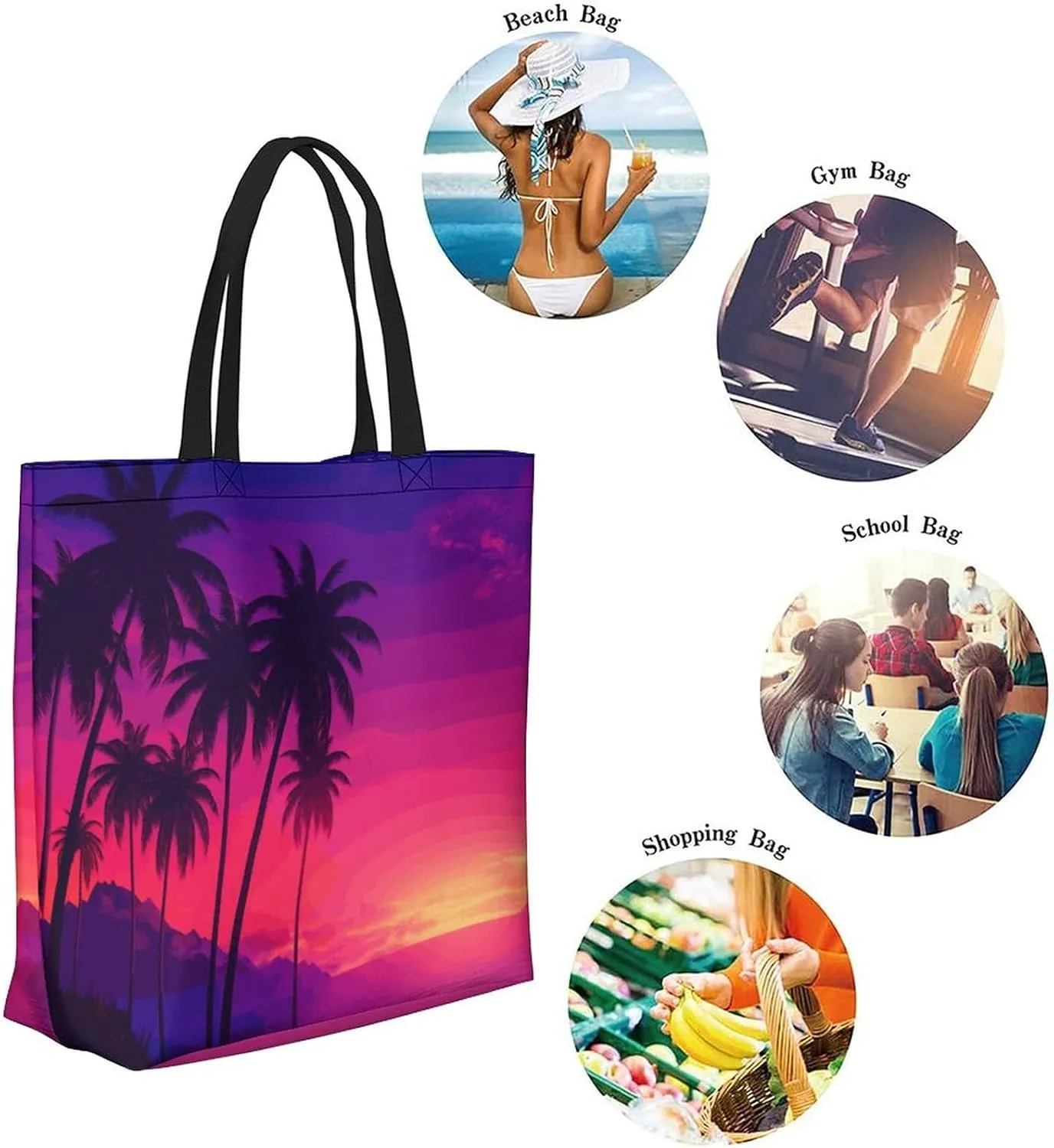Canvas Tote Bag Large Women Casual Shoulder Bag Handbag Reusable Beach Shopping Grocery Bag For Outdoors