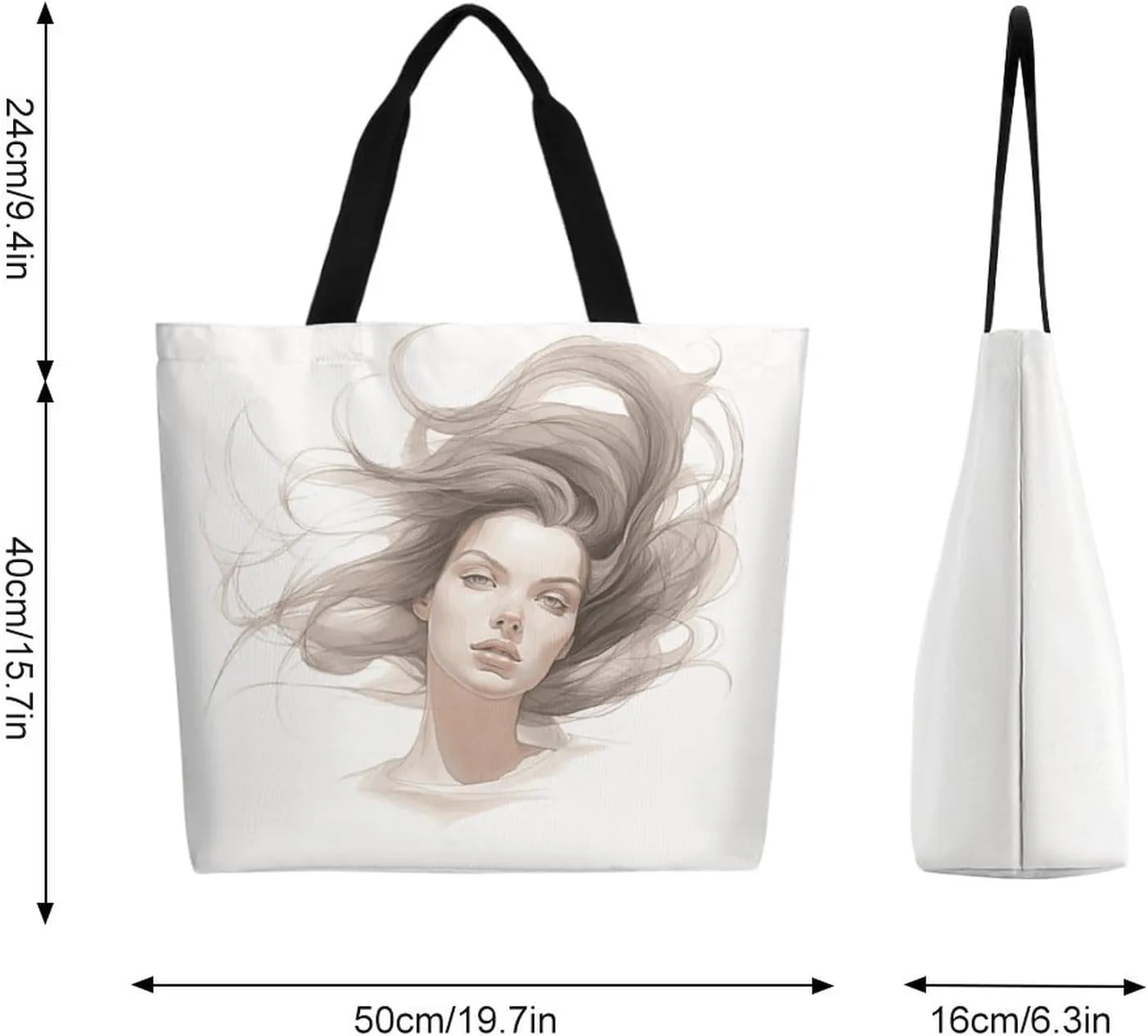 Canvas Tote Bag Large Women Casual Shoulder Bag Handbag Reusable Beach Shopping Grocery Bag For Outdoors