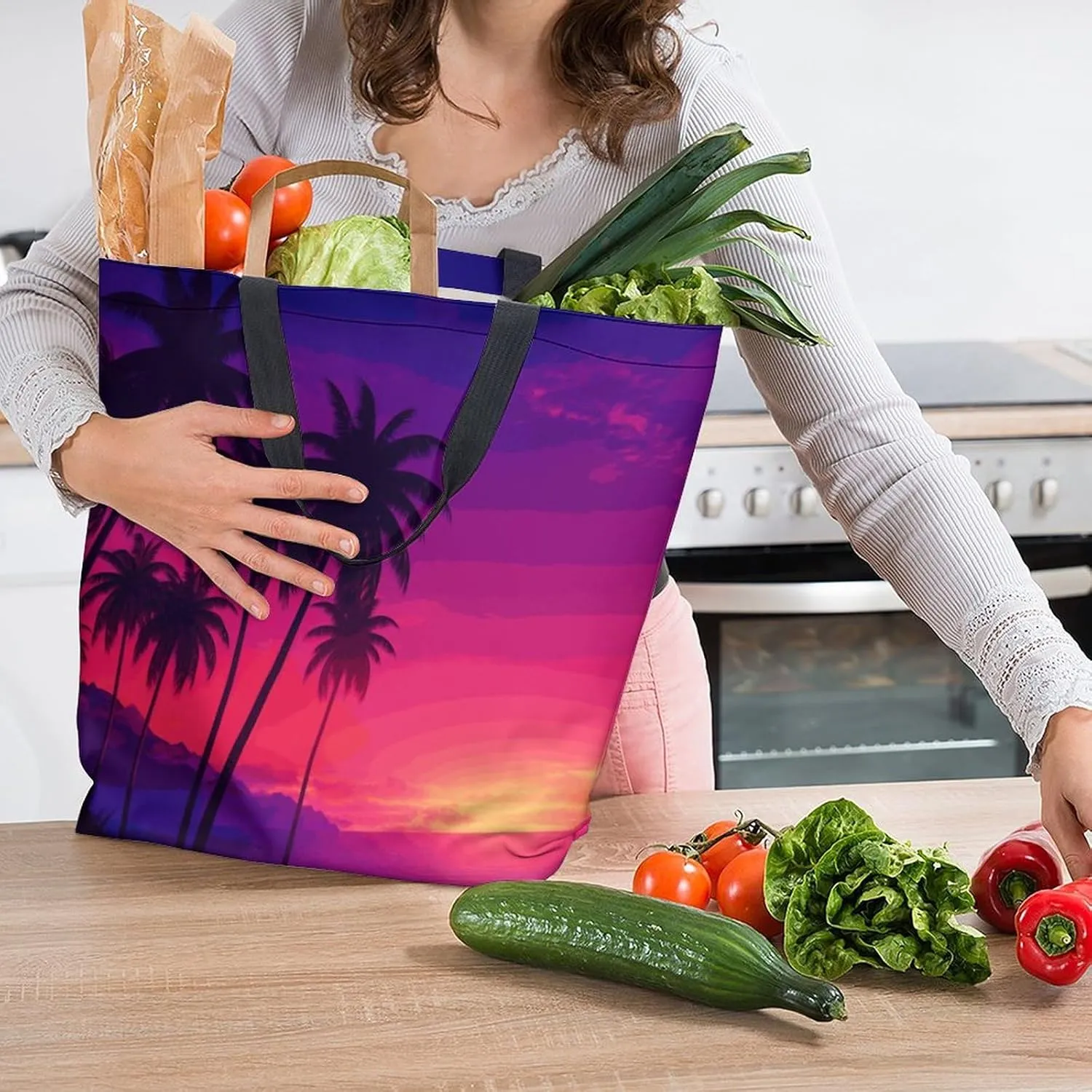 Canvas Tote Bag Large Women Casual Shoulder Bag Handbag Reusable Beach Shopping Grocery Bag For Outdoors