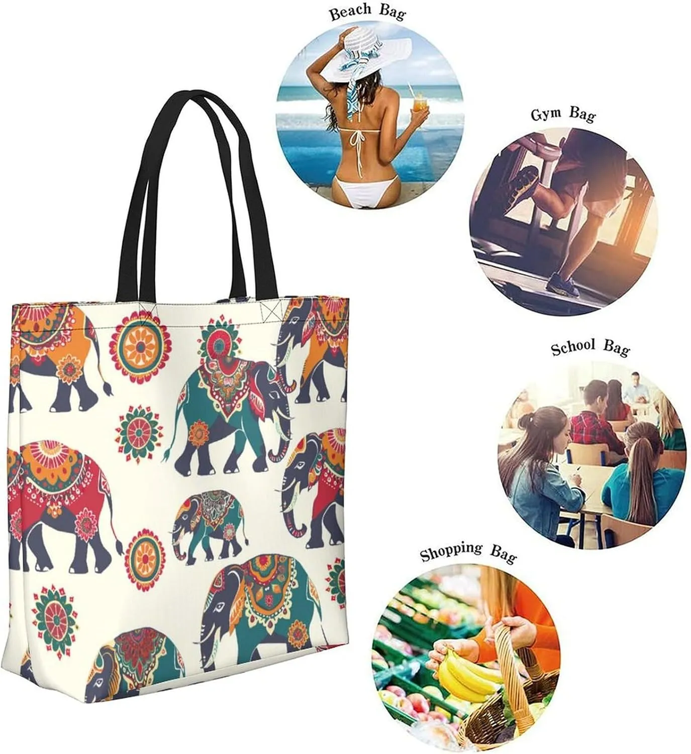 Canvas Tote Bag Large Women Casual Shoulder Bag Handbag Reusable Beach Shopping Grocery Bag For Outdoors