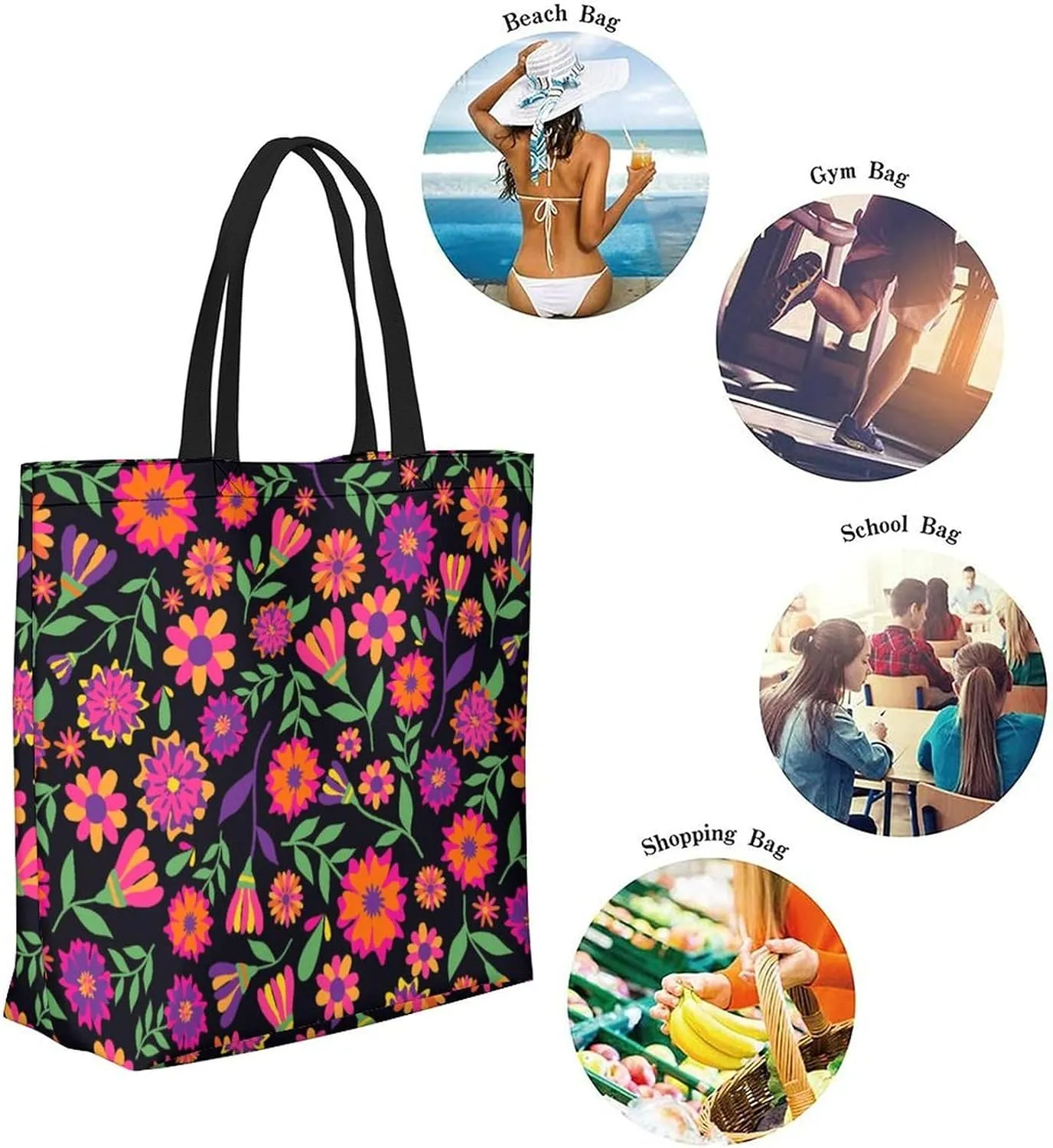 Canvas Tote Bag Large Women Casual Shoulder Bag Handbag Reusable Beach Shopping Grocery Bag For Outdoors