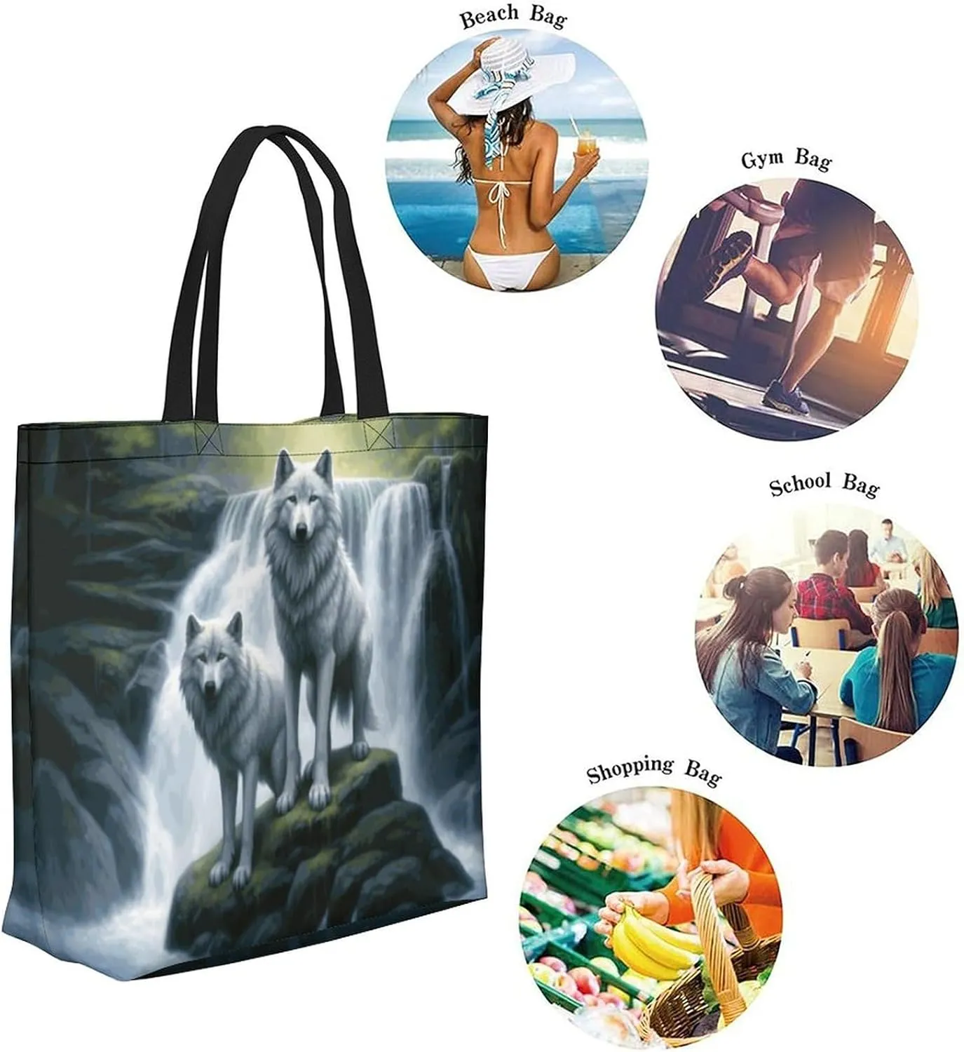 Canvas Tote Bag Large Women Casual Shoulder Bag Handbag Reusable Beach Shopping Grocery Bag For Outdoors