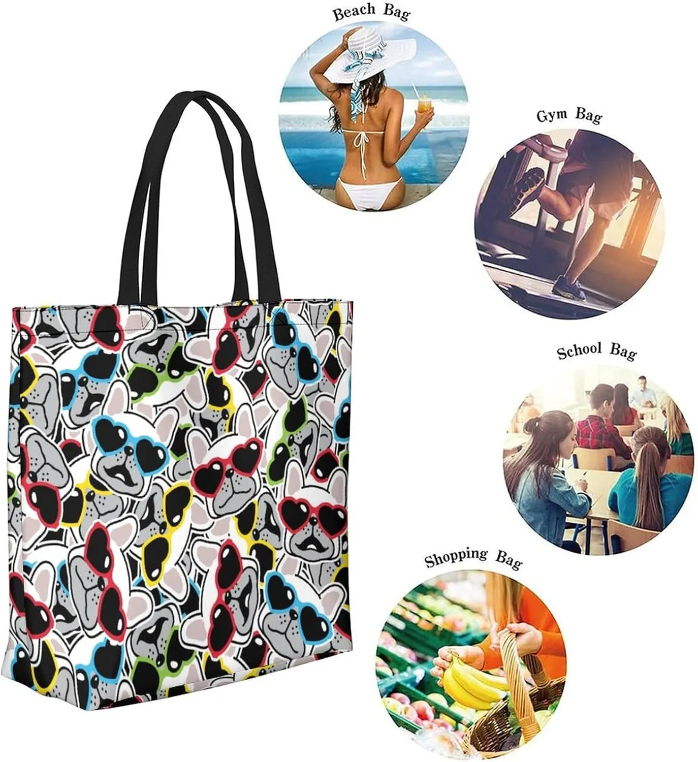Canvas Tote Bag Large Women Casual Shoulder Bag Handbag Reusable Beach Shopping Grocery Bag For Outdoors
