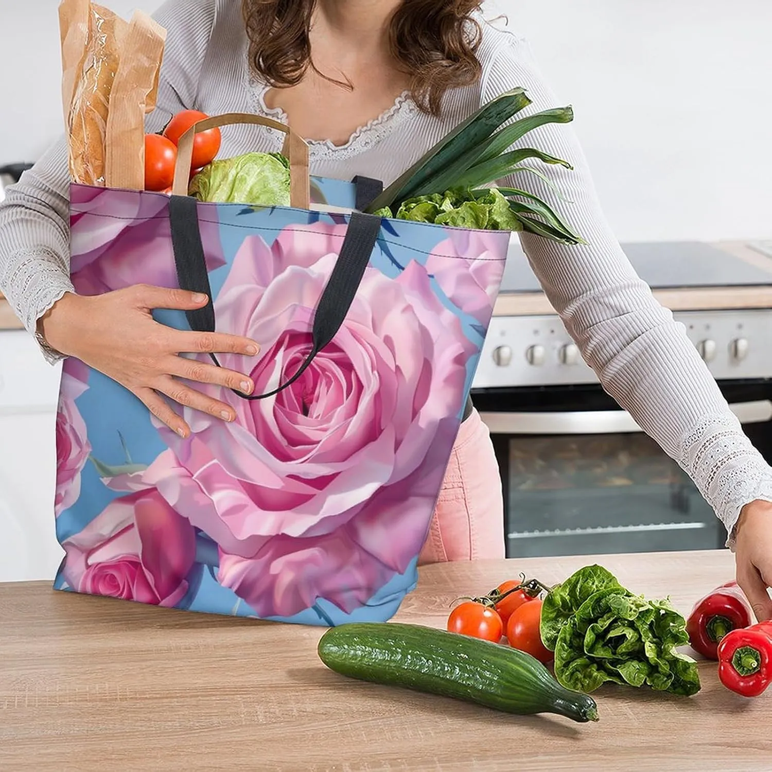 Canvas Tote Bag Large Women Casual Shoulder Bag Handbag Reusable Beach Shopping Grocery Bag For Outdoors