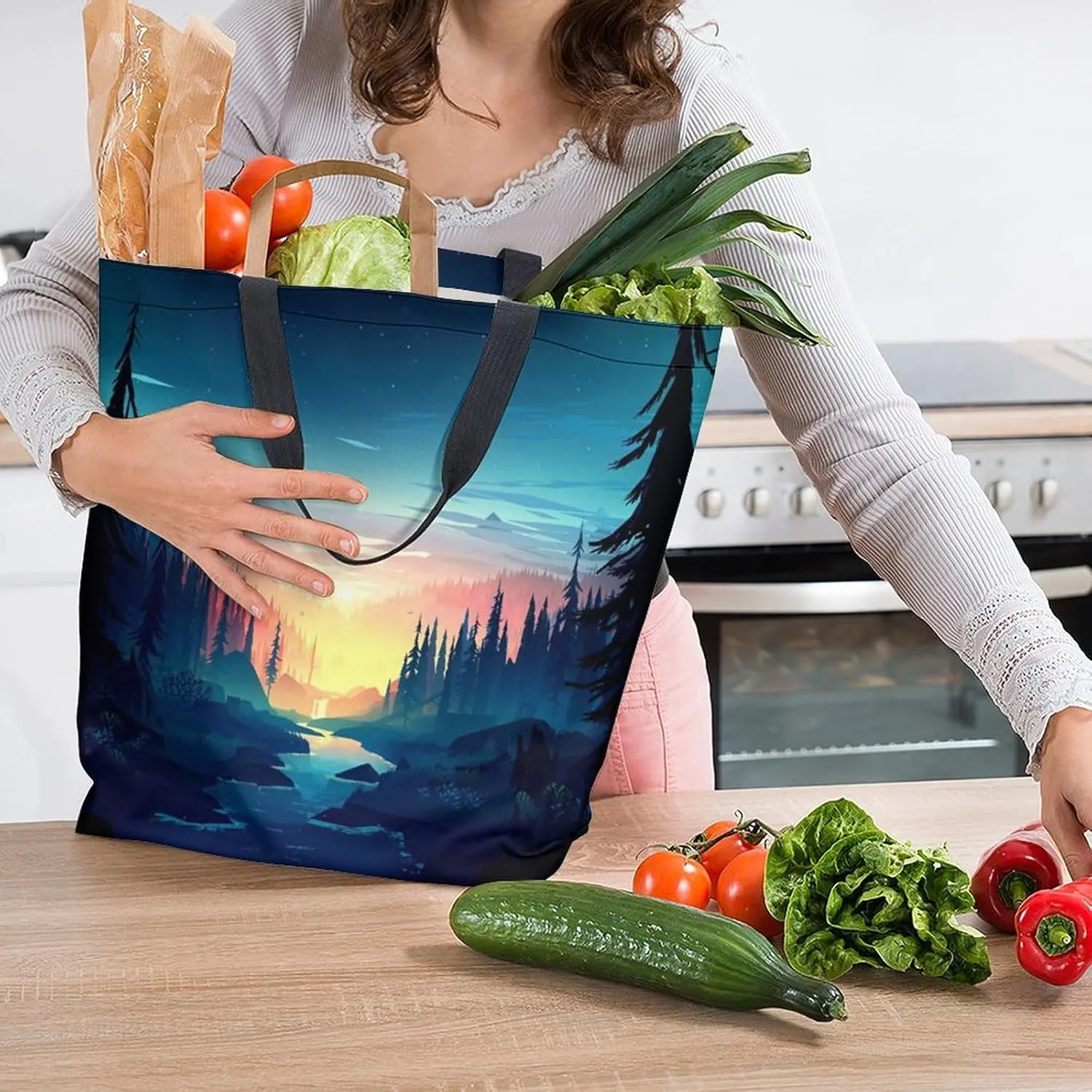 Canvas Tote Bag Large Women Casual Shoulder Bag Handbag Reusable Beach Shopping Grocery Bag For Outdoors