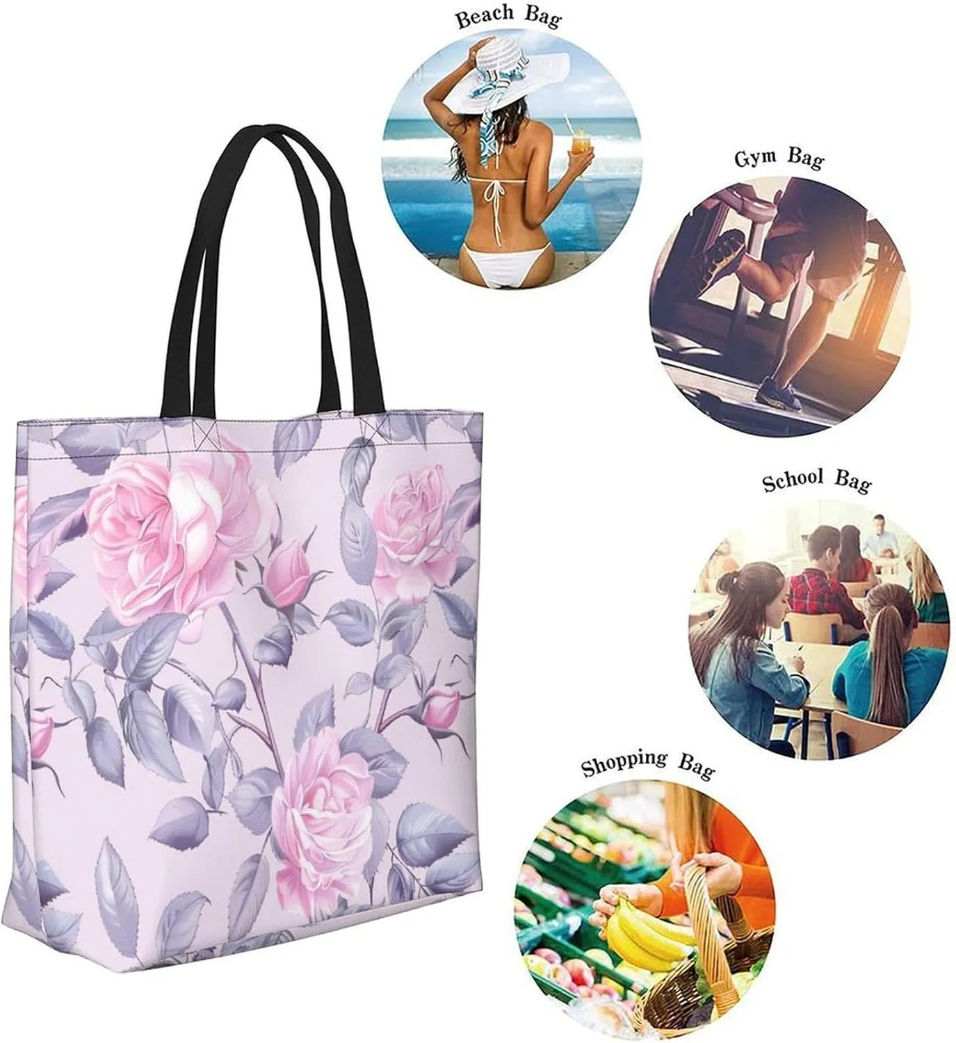 Canvas Tote Bag Large Women Casual Shoulder Bag Handbag Reusable Beach Shopping Grocery Bag For Outdoors
