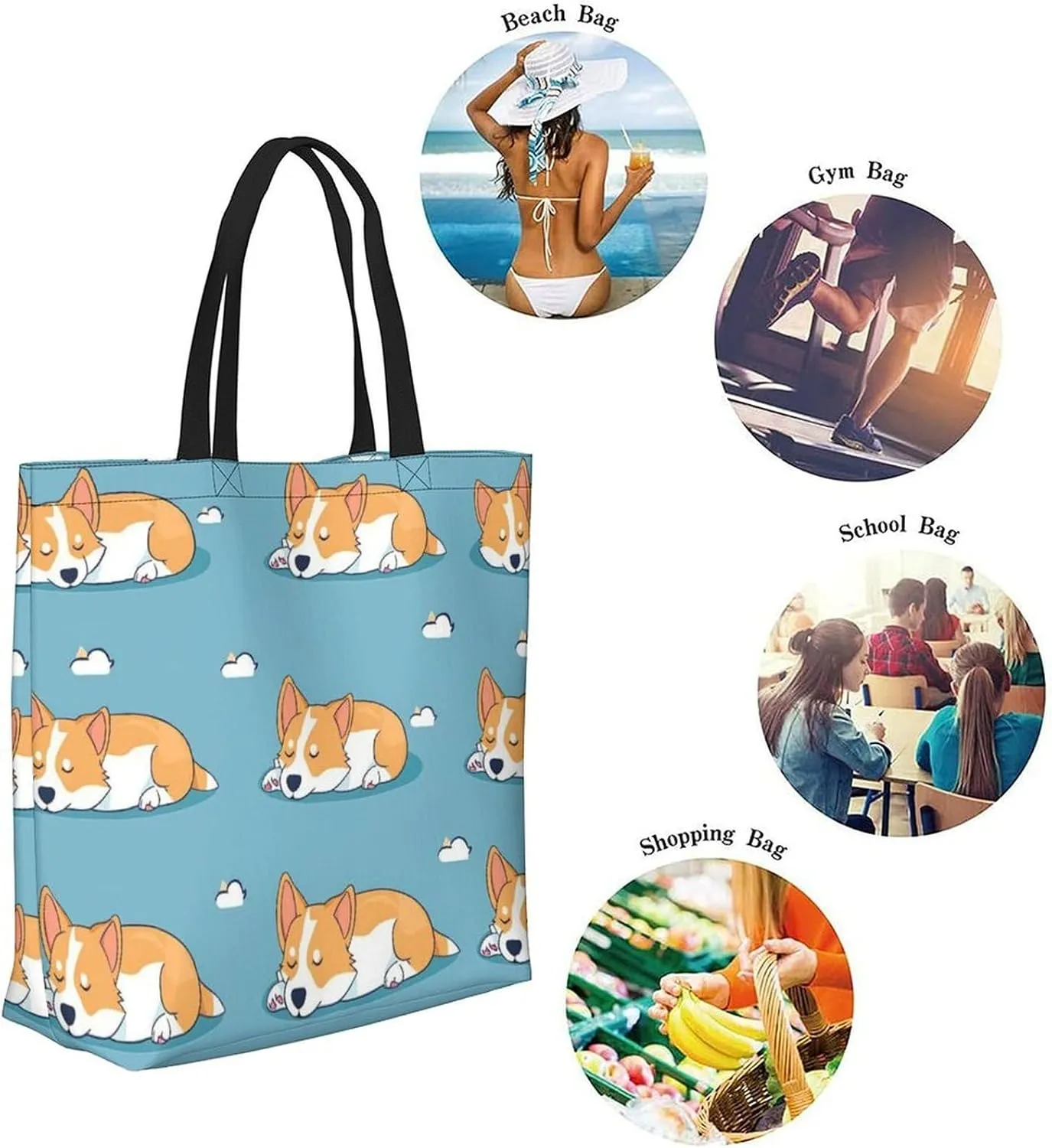 Canvas Tote Bag Large Women Casual Shoulder Bag Handbag Reusable Beach Shopping Grocery Bag For Outdoors