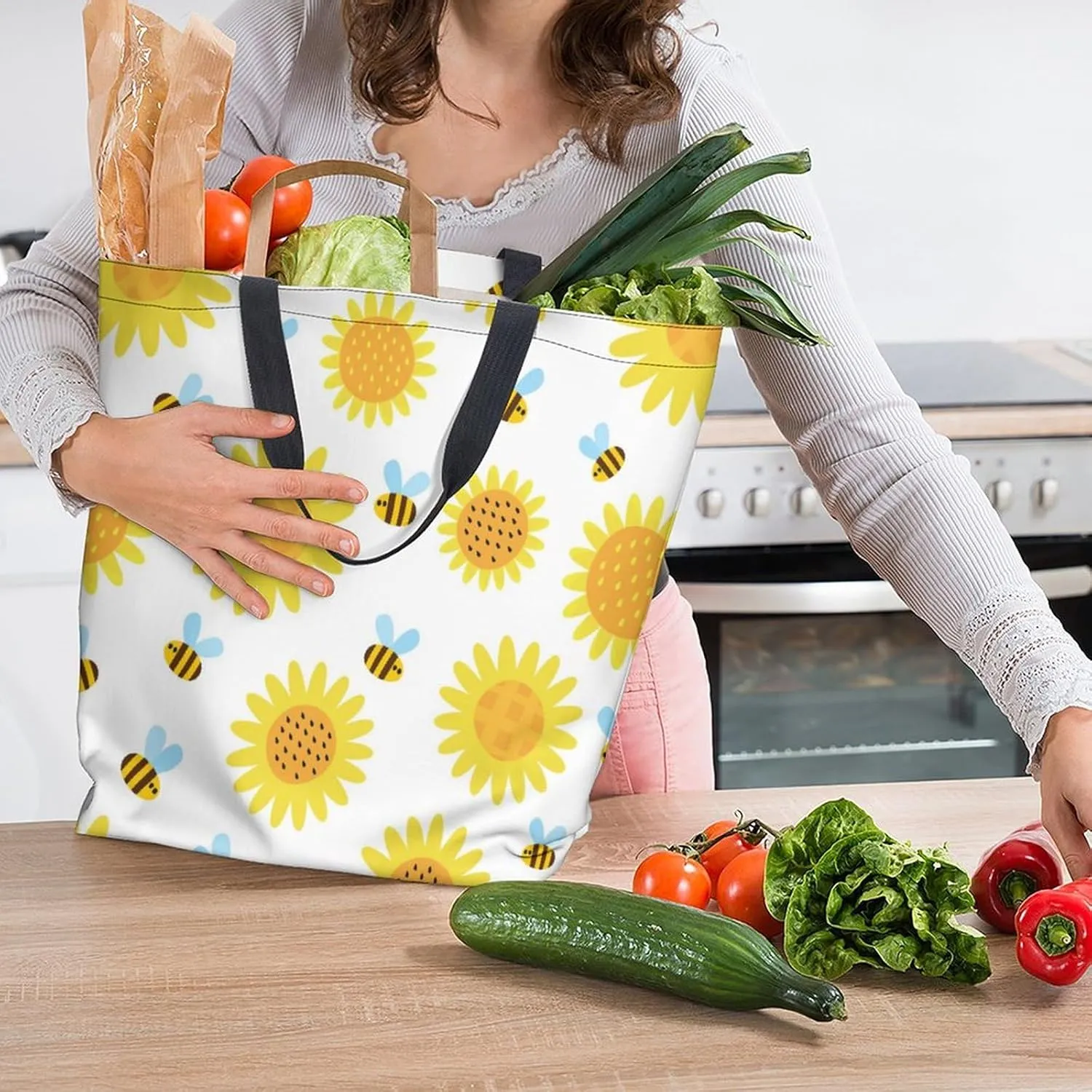 Canvas Tote Bag Large Women Casual Shoulder Bag Handbag Reusable Beach Shopping Grocery Bag For Outdoors