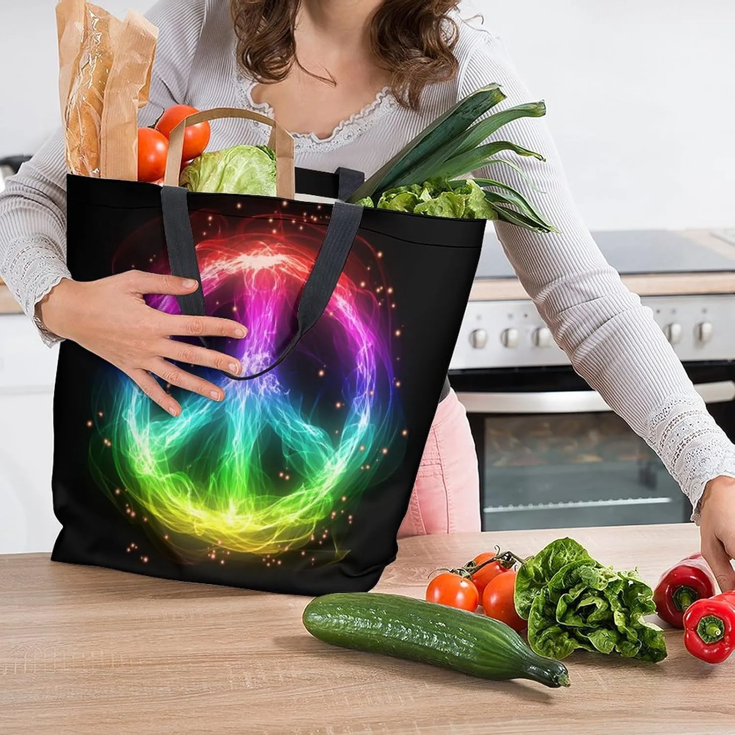 Canvas Tote Bag Large Women Casual Shoulder Bag Handbag Reusable Beach Shopping Grocery Bag For Outdoors