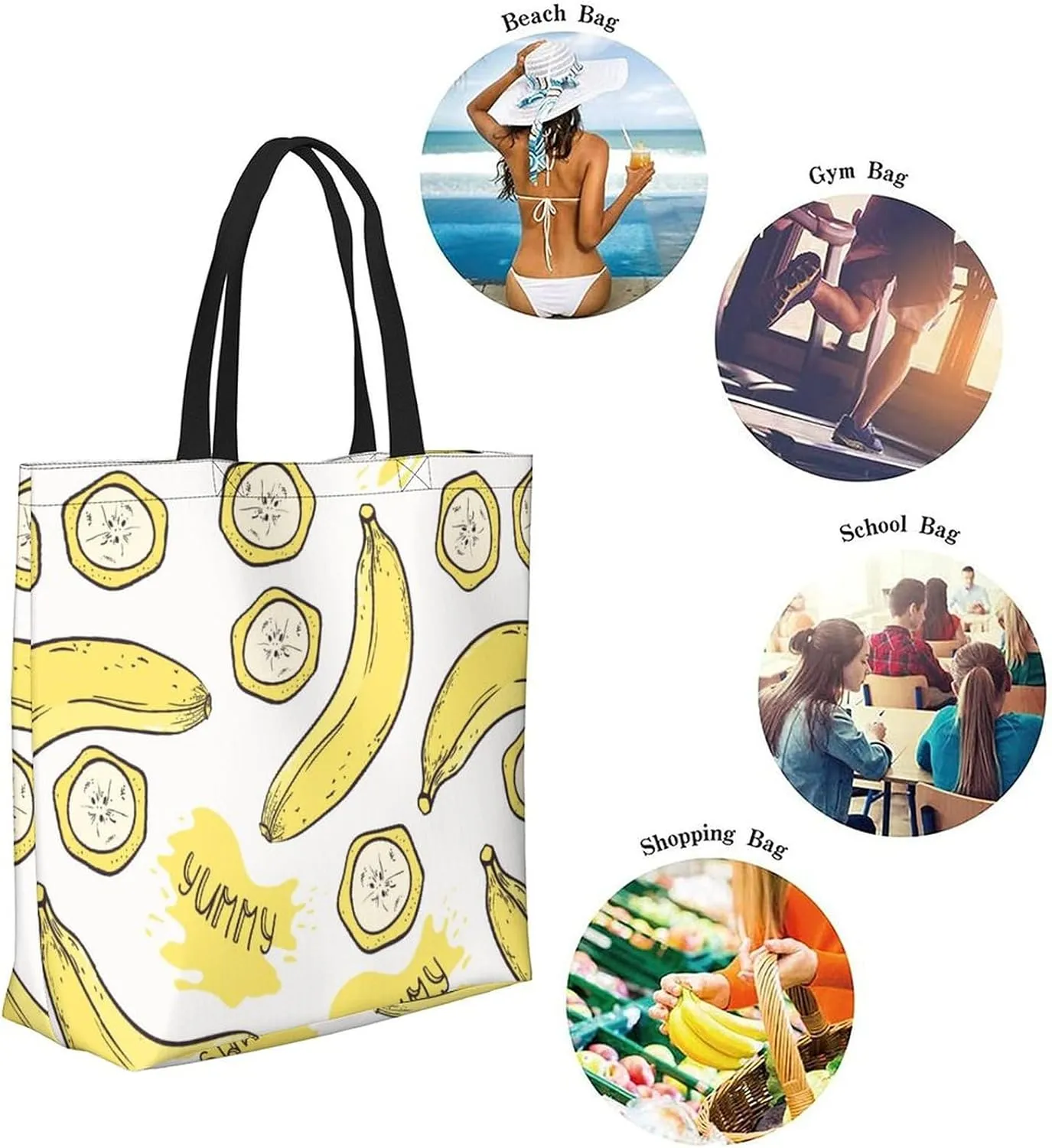 Canvas Tote Bag Large Women Casual Shoulder Bag Handbag Reusable Beach Shopping Grocery Bag For Outdoors