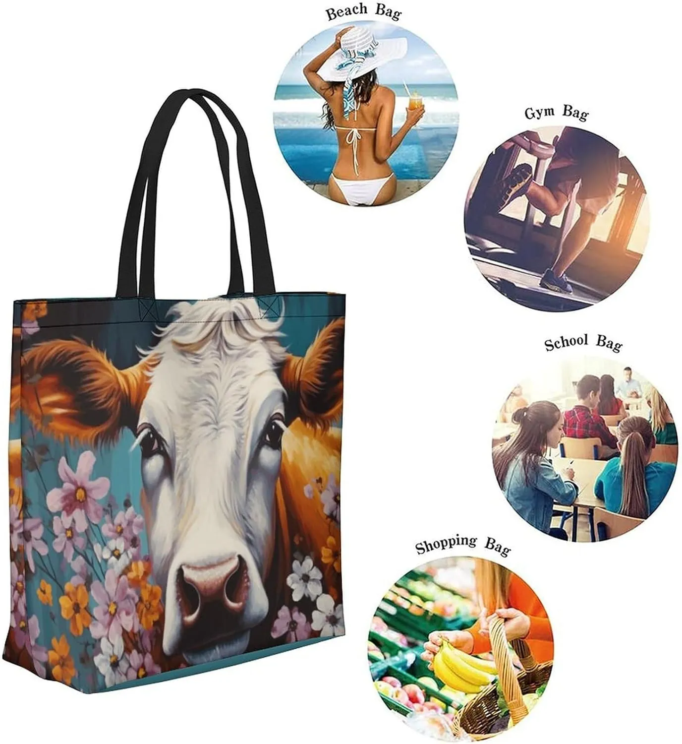 Canvas Tote Bag Large Women Casual Shoulder Bag Handbag Reusable Beach Shopping Grocery Bag For Outdoors