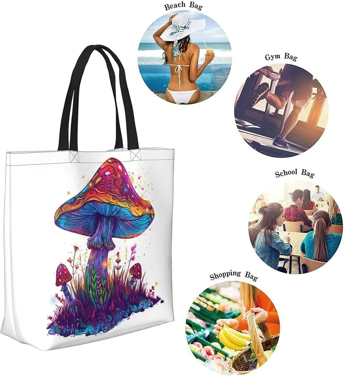 Canvas Tote Bag Large Women Casual Shoulder Bag Handbag Reusable Beach Shopping Grocery Bag For Outdoors