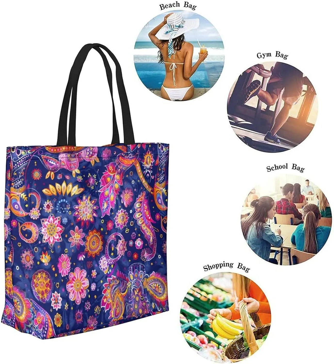 Canvas Tote Bag Large Women Casual Shoulder Bag Handbag Reusable Beach Shopping Grocery Bag For Outdoors