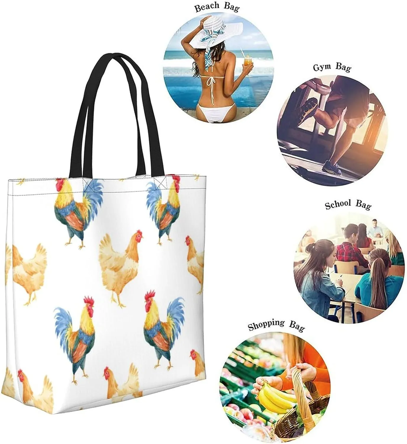 Canvas Tote Bag Large Women Casual Shoulder Bag Handbag Reusable Beach Shopping Grocery Bag For Outdoors