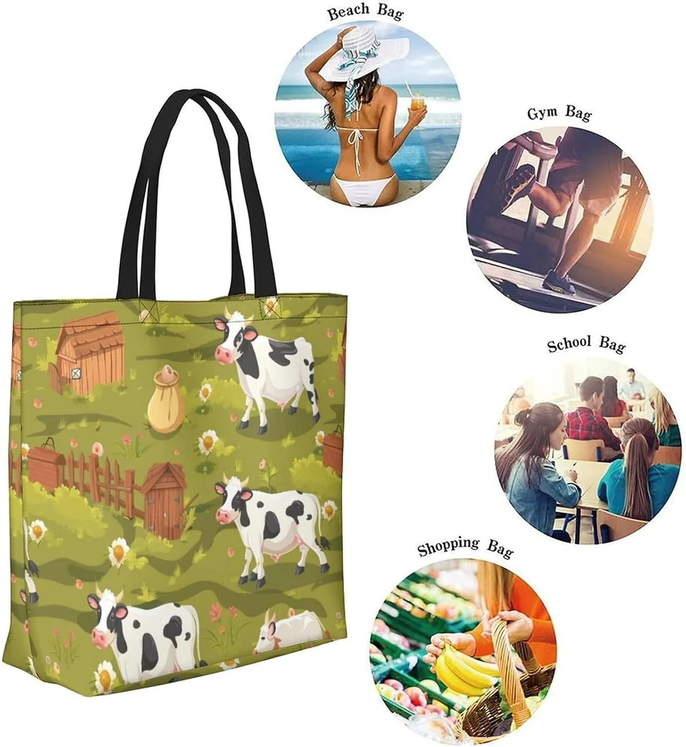 Canvas Tote Bag Large Women Casual Shoulder Bag Handbag Reusable Beach Shopping Grocery Bag For Outdoors