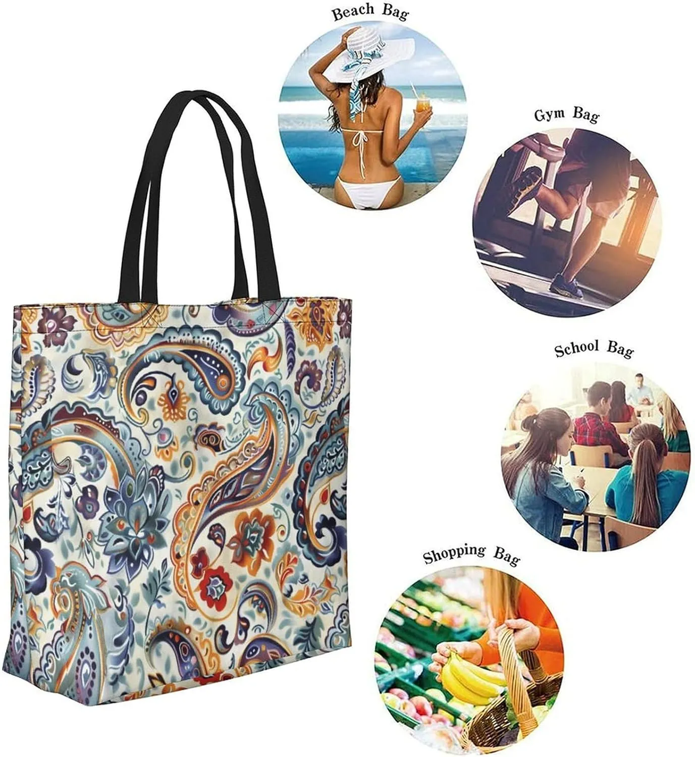 Canvas Tote Bag Large Women Casual Shoulder Bag Handbag Reusable Beach Shopping Grocery Bag For Outdoors