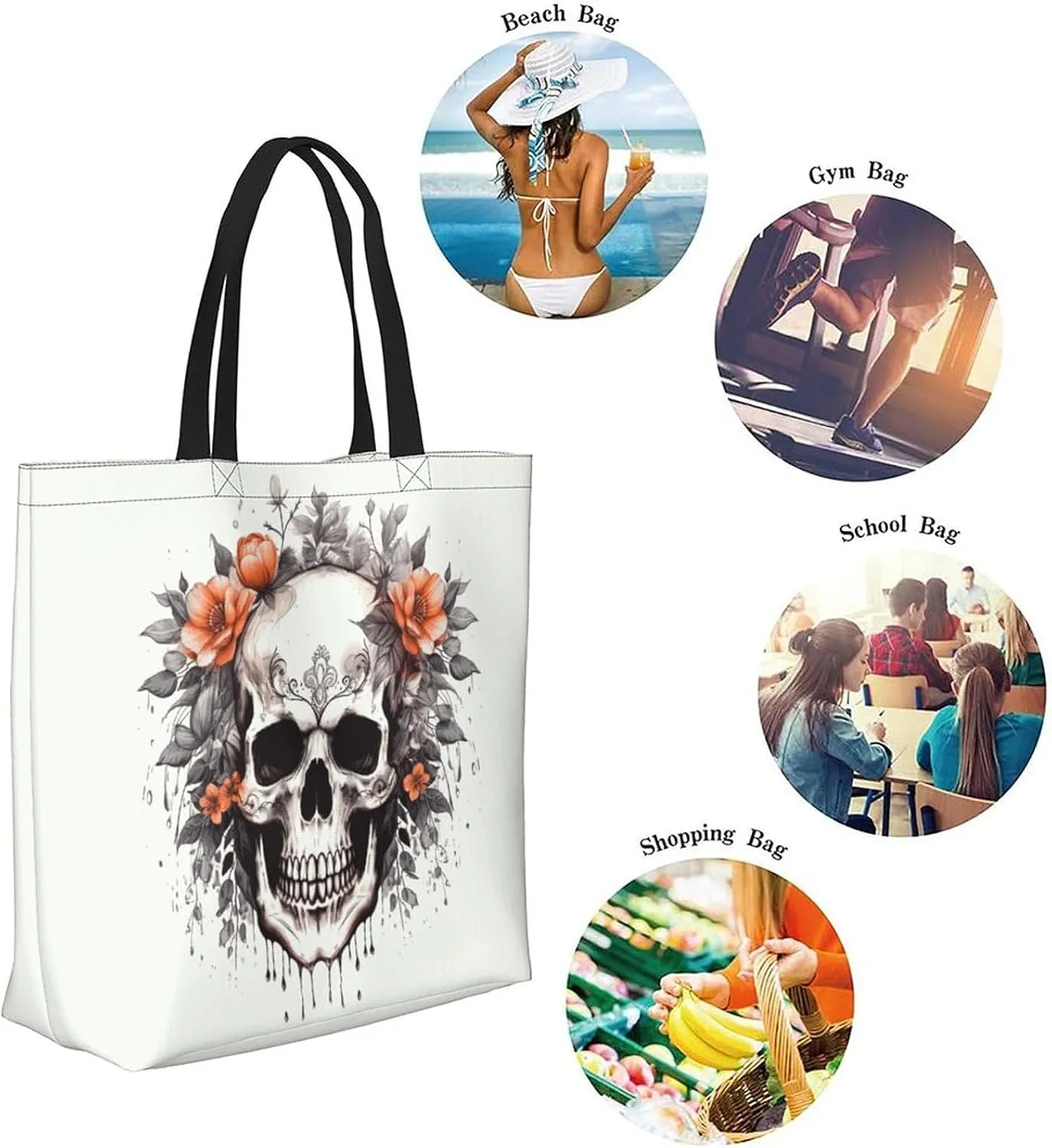 Canvas Tote Bag Large Women Casual Shoulder Bag Handbag Reusable Beach Shopping Grocery Bag For Outdoors