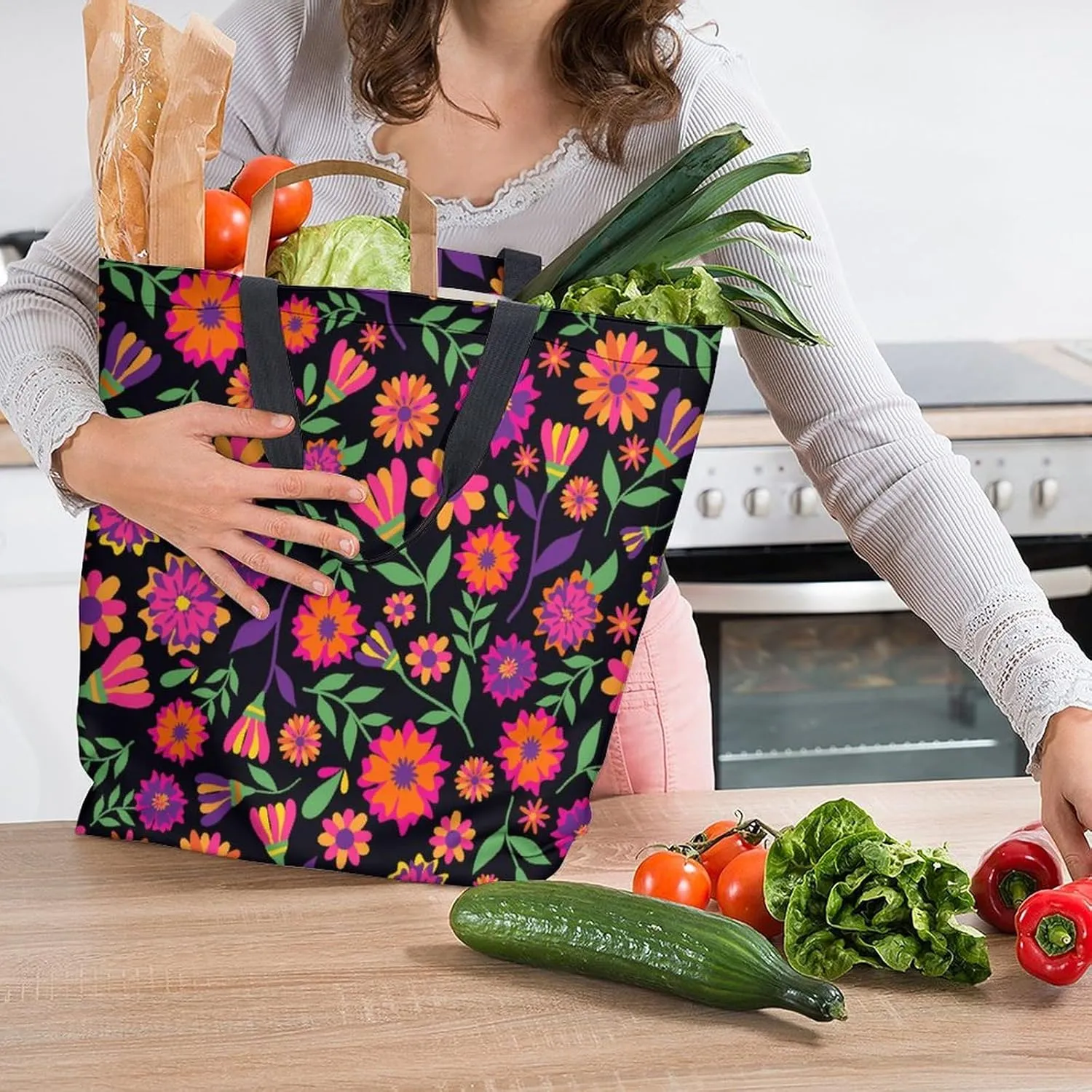 Canvas Tote Bag Large Women Casual Shoulder Bag Handbag Reusable Beach Shopping Grocery Bag For Outdoors