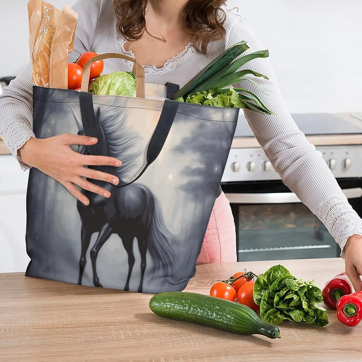 Canvas Tote Bag Large Women Casual Shoulder Bag Handbag Reusable Beach Shopping Grocery Bag For Outdoors