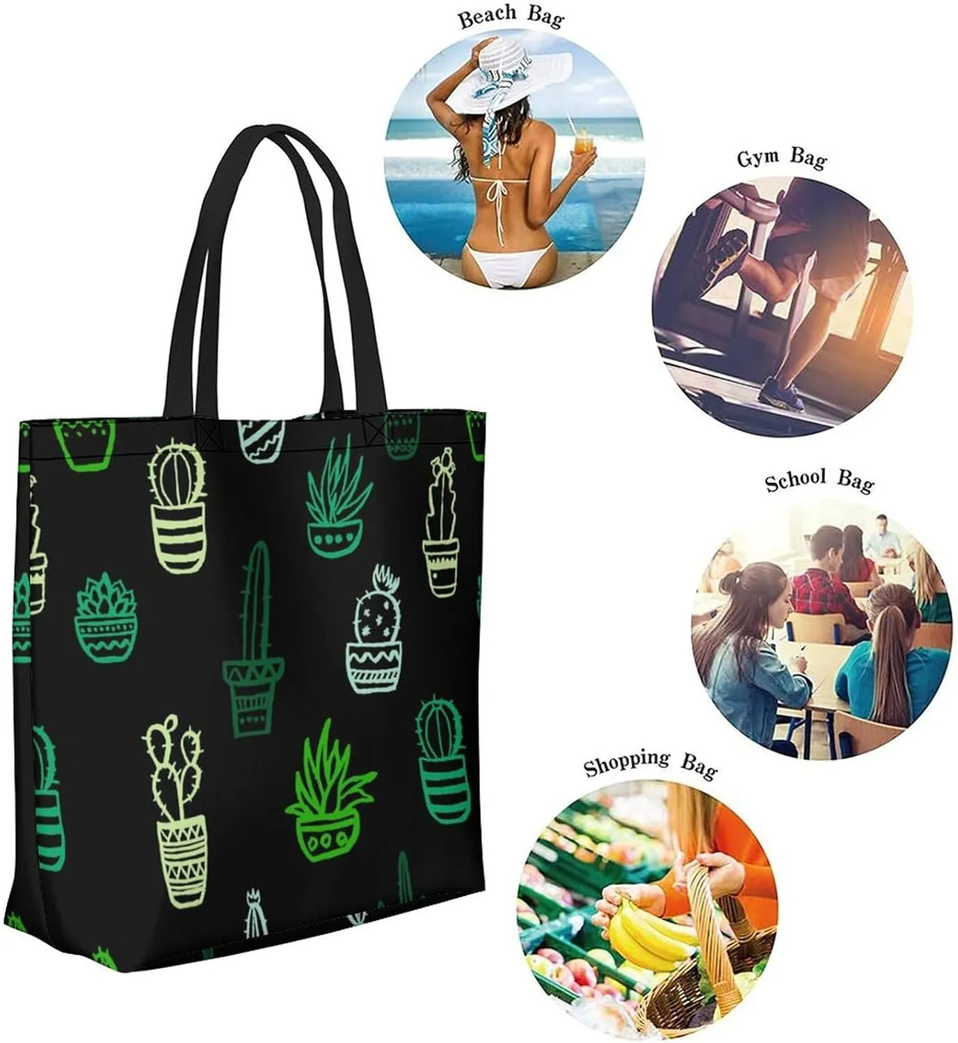 Canvas Tote Bag Large Women Casual Shoulder Bag Handbag Reusable Beach Shopping Grocery Bag For Outdoors