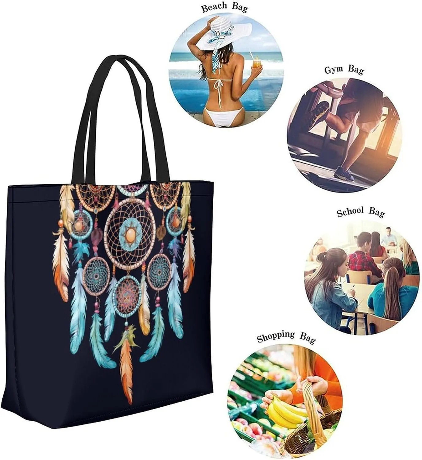 Canvas Tote Bag Large Women Casual Shoulder Bag Handbag Reusable Beach Shopping Grocery Bag For Outdoors