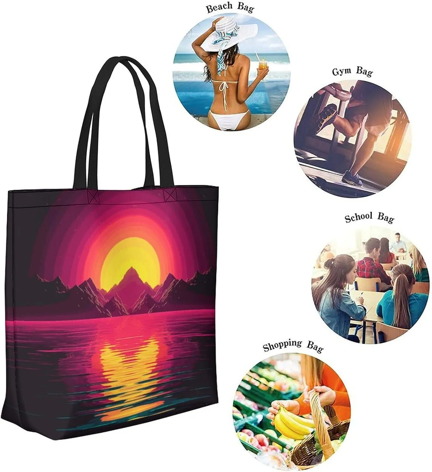 Canvas Tote Bag Large Women Casual Shoulder Bag Handbag Reusable Beach Shopping Grocery Bag For Outdoors
