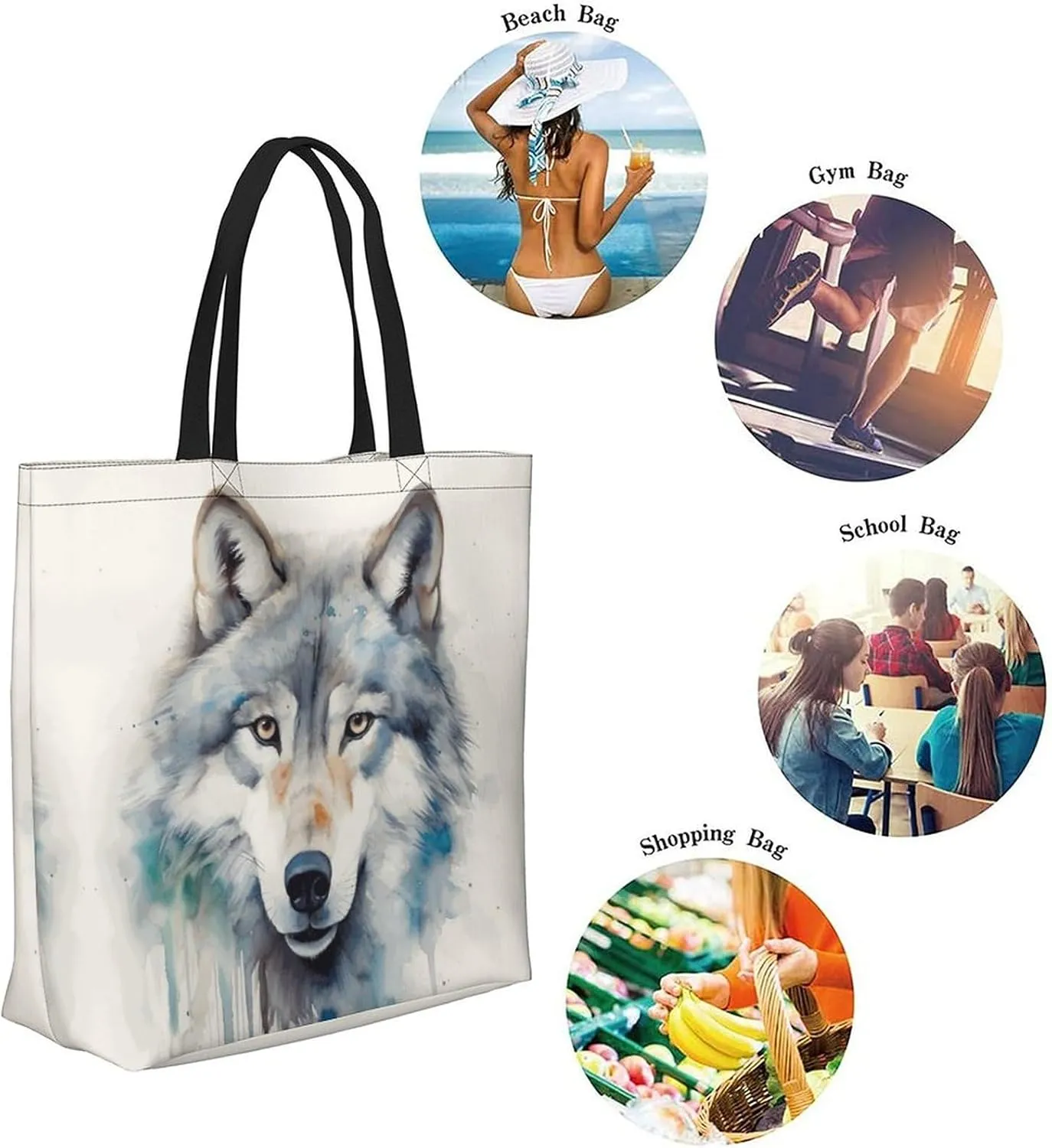 Canvas Tote Bag Large Women Casual Shoulder Bag Handbag Reusable Beach Shopping Grocery Bag For Outdoors