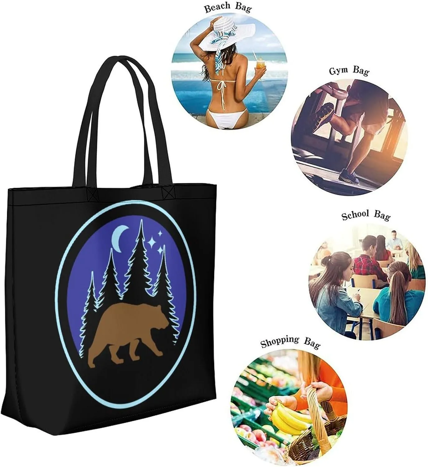Canvas Tote Bag Large Women Casual Shoulder Bag Handbag Reusable Beach Shopping Grocery Bag For Outdoors