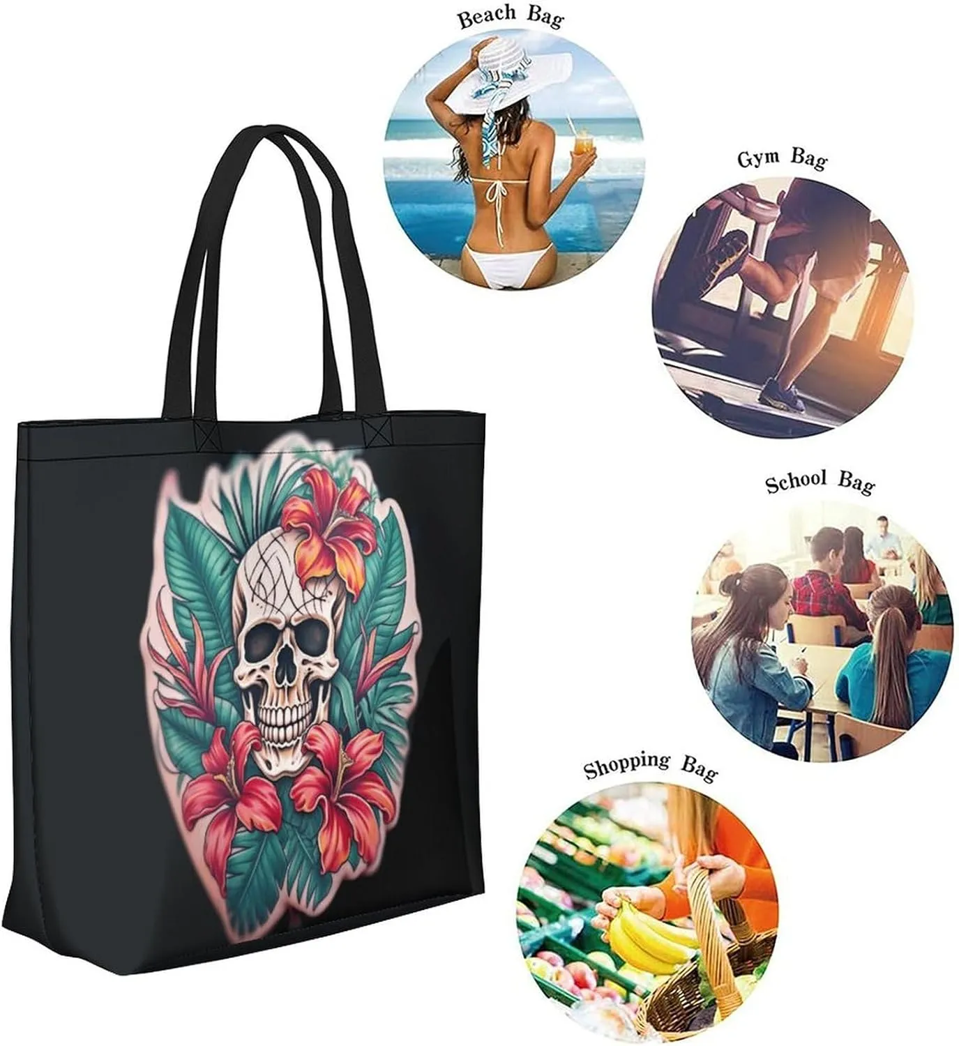 Canvas Tote Bag Large Women Casual Shoulder Bag Handbag Reusable Beach Shopping Grocery Bag For Outdoors