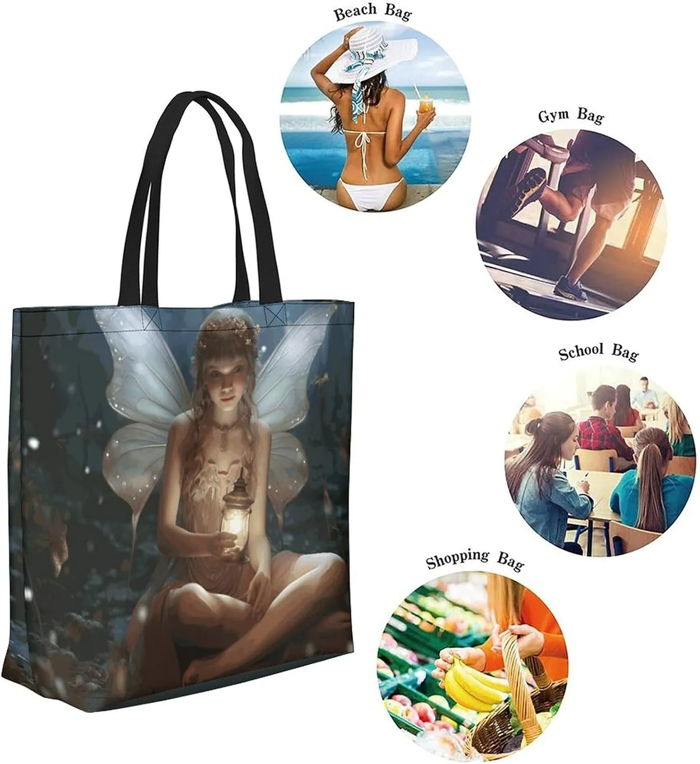 Canvas Tote Bag Large Women Casual Shoulder Bag Handbag Reusable Beach Shopping Grocery Bag For Outdoors