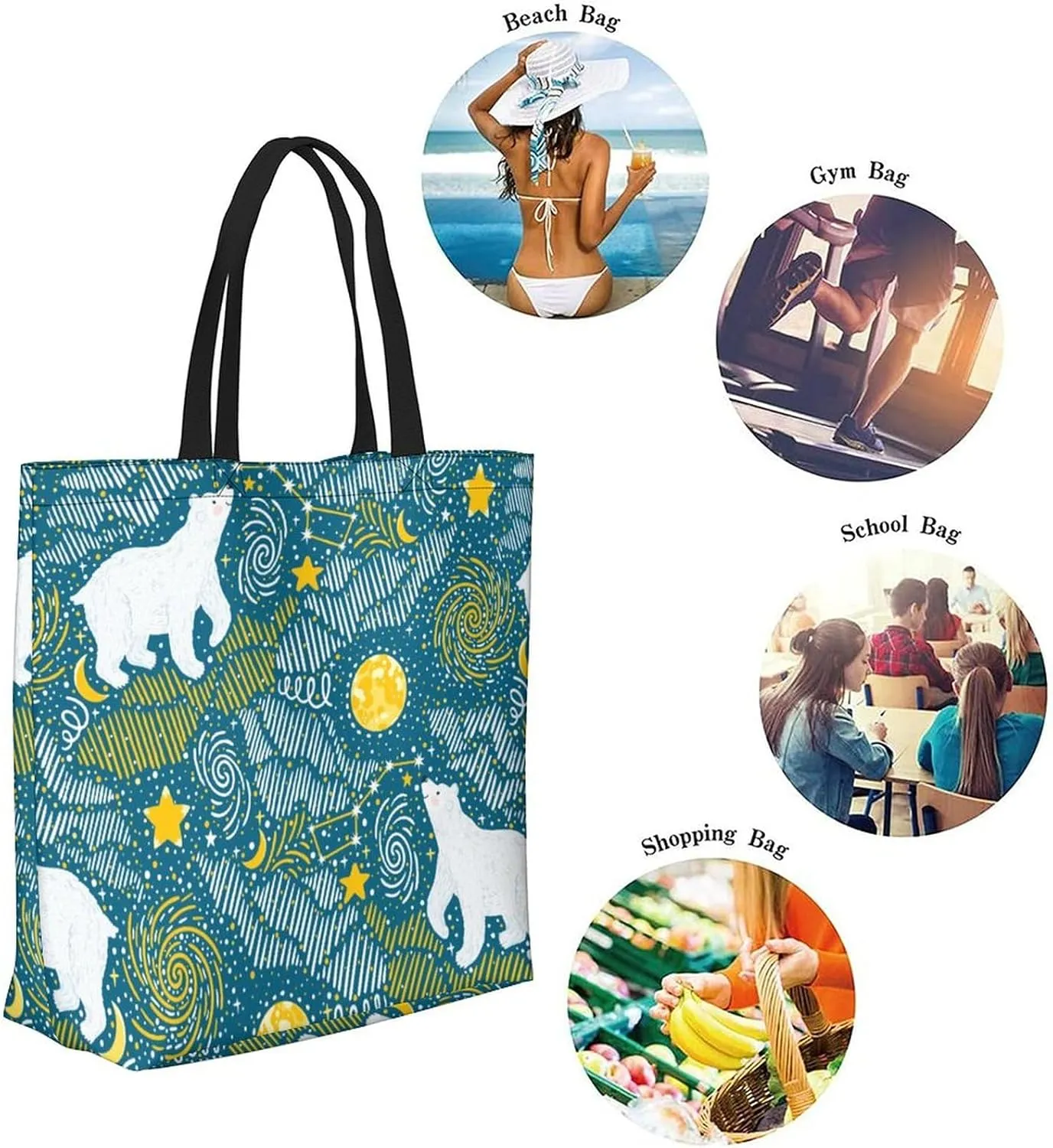 Canvas Tote Bag Large Women Casual Shoulder Bag Handbag Reusable Beach Shopping Grocery Bag For Outdoors