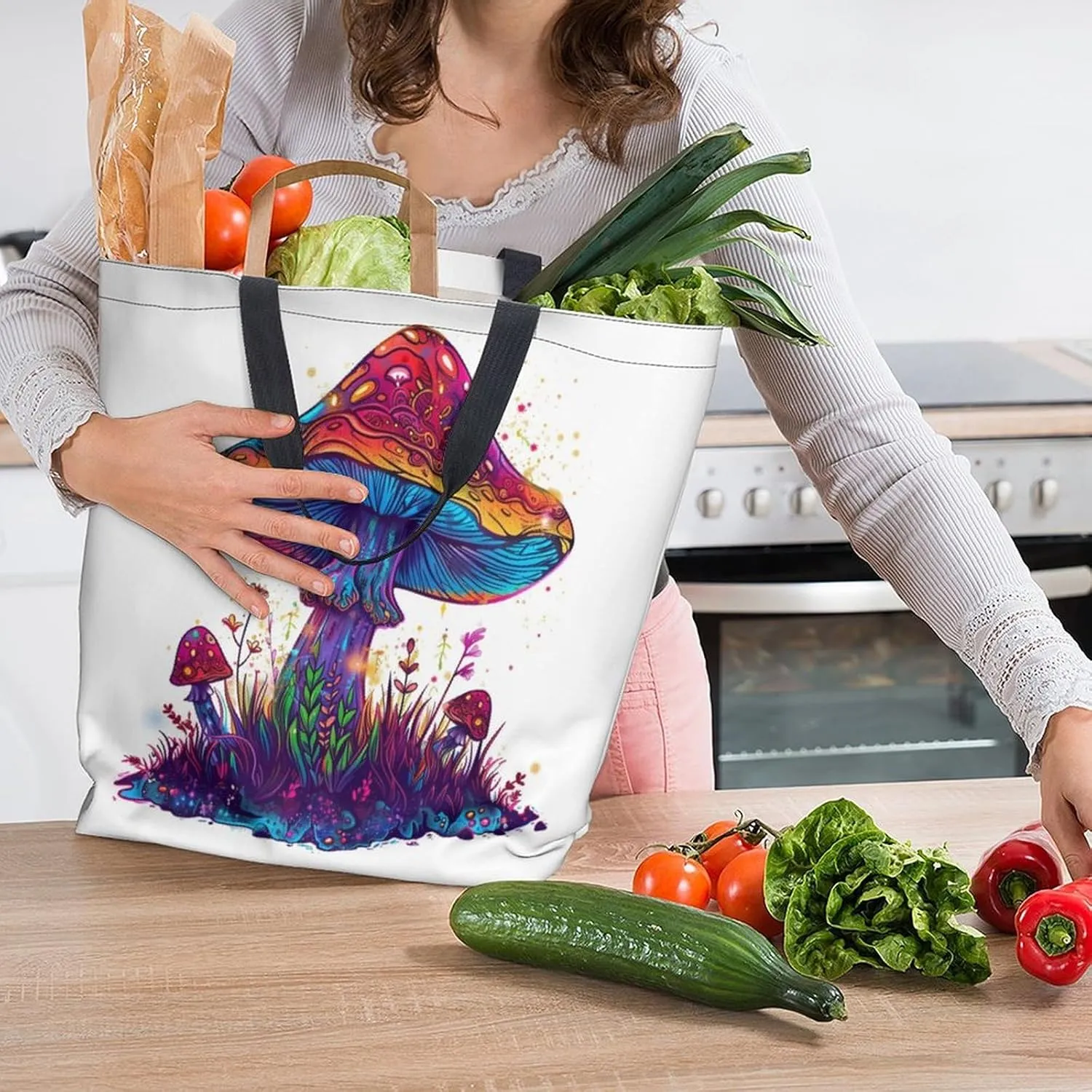 Canvas Tote Bag Large Women Casual Shoulder Bag Handbag Reusable Beach Shopping Grocery Bag For Outdoors