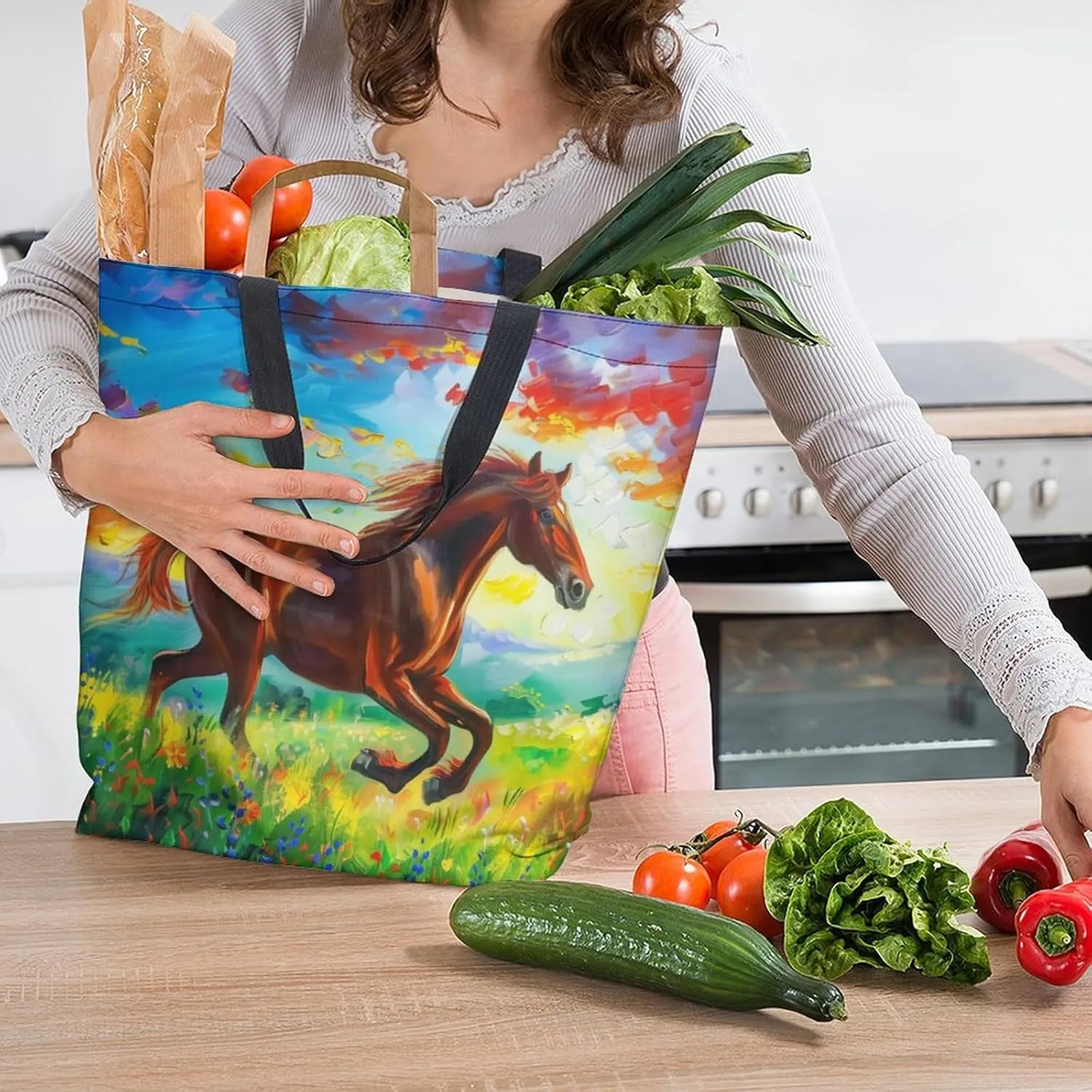 Canvas Tote Bag Large Women Casual Shoulder Bag Handbag Reusable Beach Shopping Grocery Bag For Outdoors